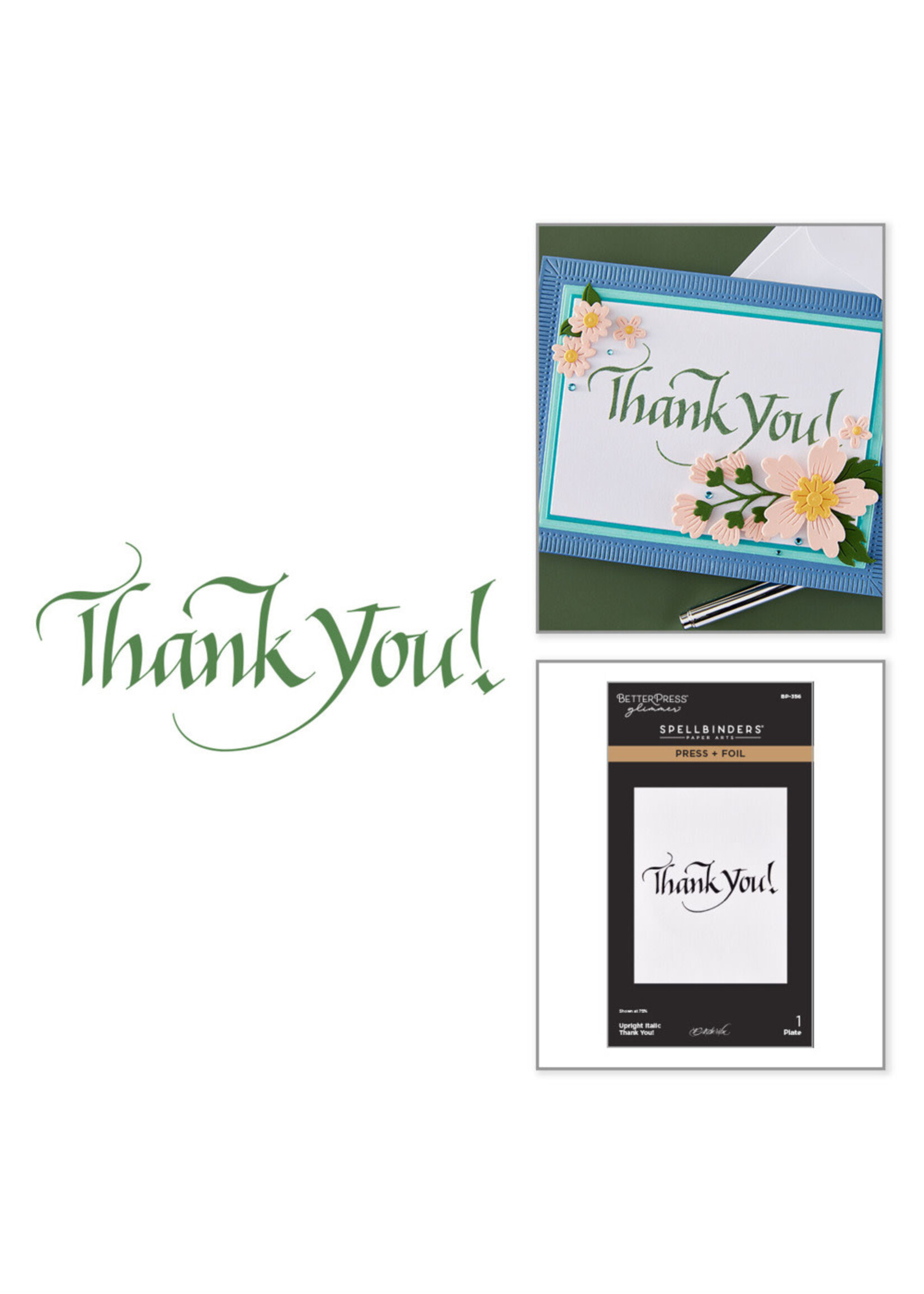 Spellbinders Spellbinders Press & Foil Plate, Upright Italic - Thank You!