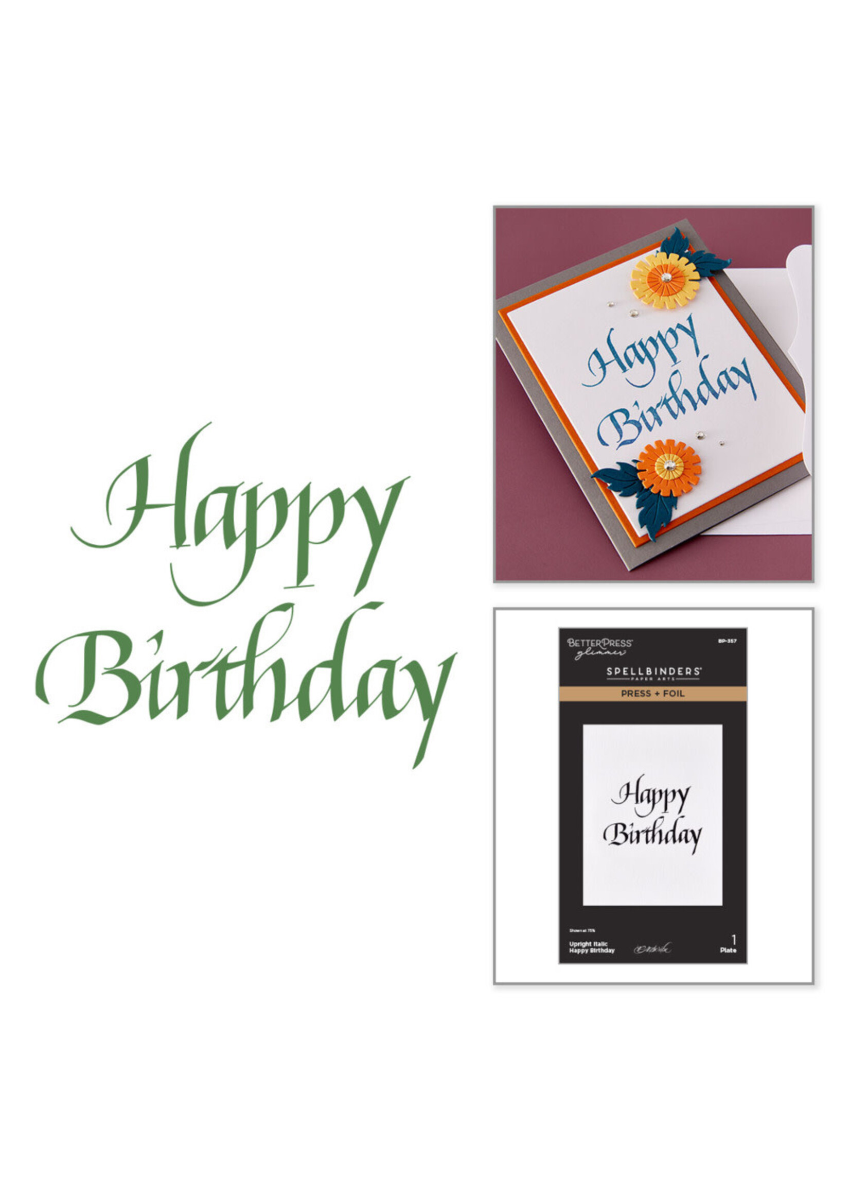 Spellbinders Spellbinders Press & Foil Plate, Upright Italic - Happy Birthday