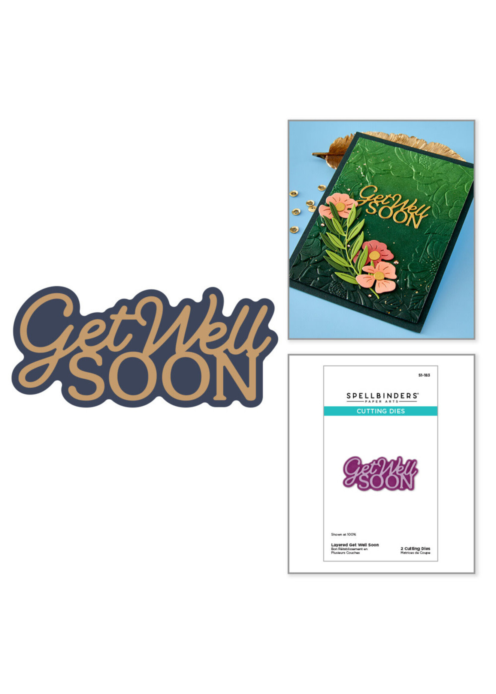 Spellbinders Spellbinders Die, Layered Get Well Soon
