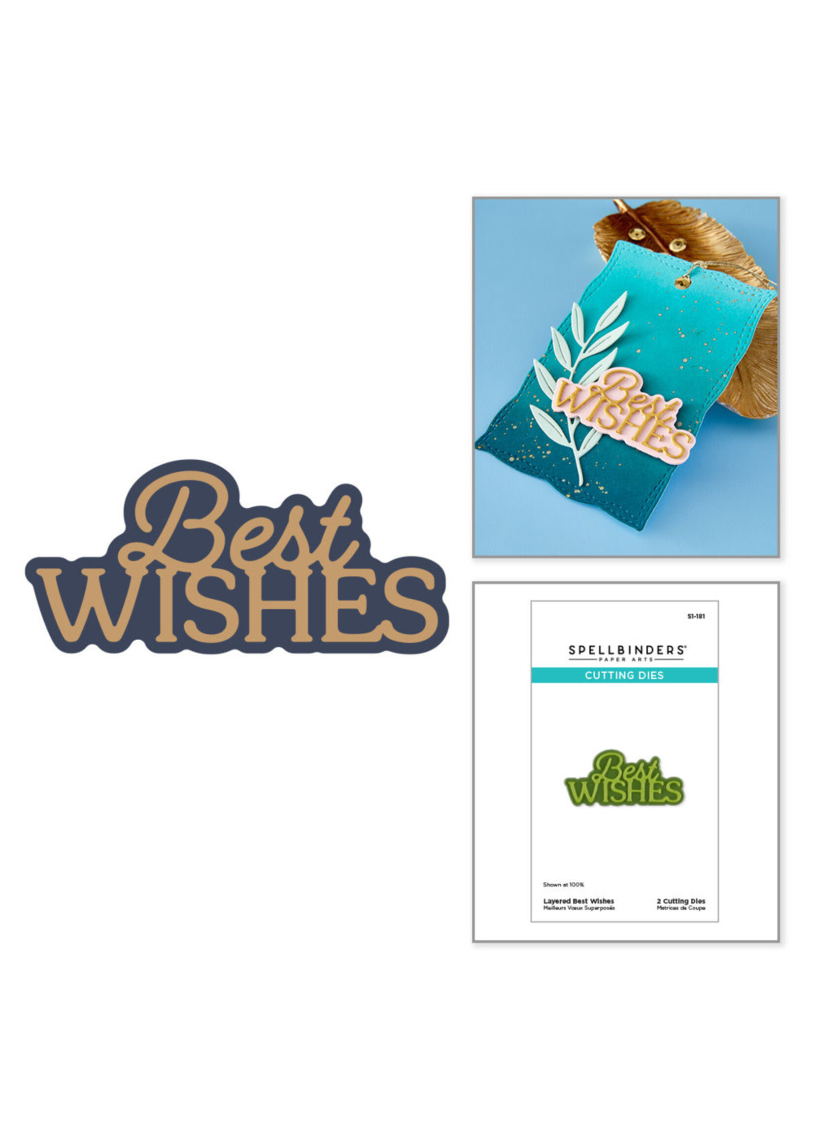 Spellbinders Spellbinders Die, Layered Best Wishes
