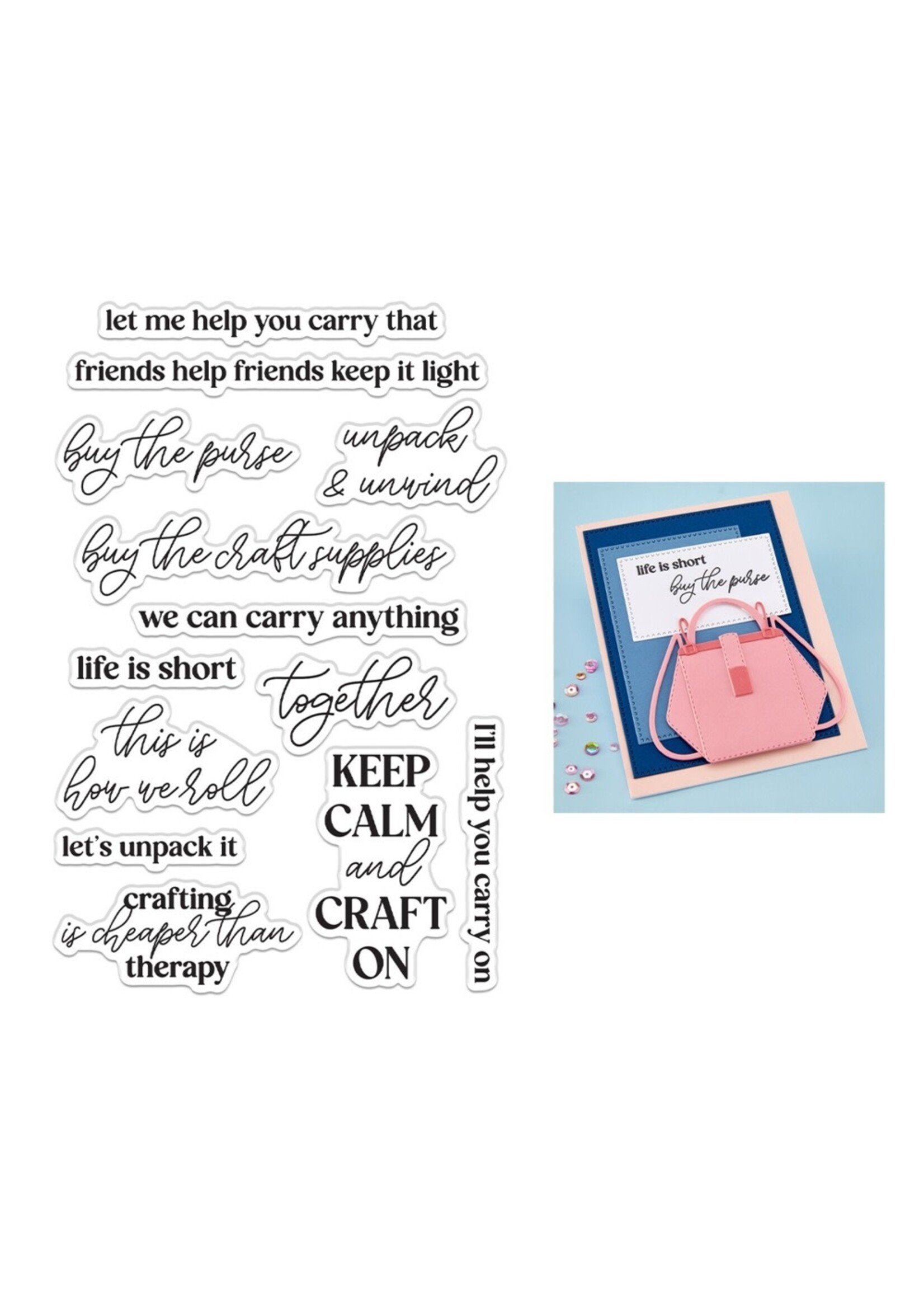 Spellbinders Hero Arts Stamp, Keep Calm Sentiments