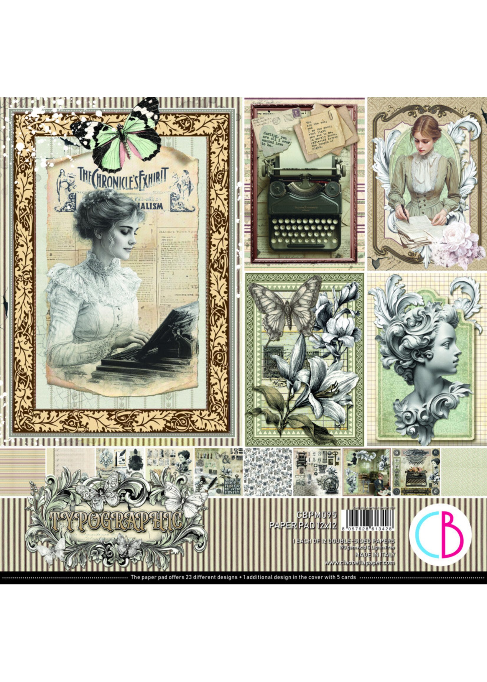 Ciao Bella Ciao Bella 12x12 Paper Pack, Typographic