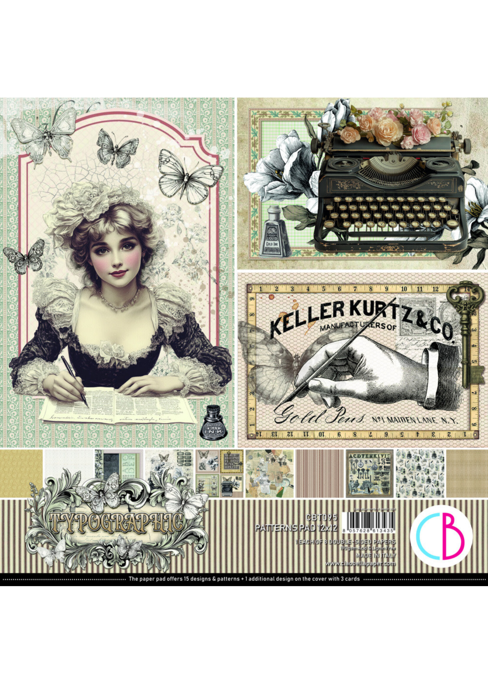 Ciao Bella Ciao Bella 12x12 Patterns Pad, Typographic