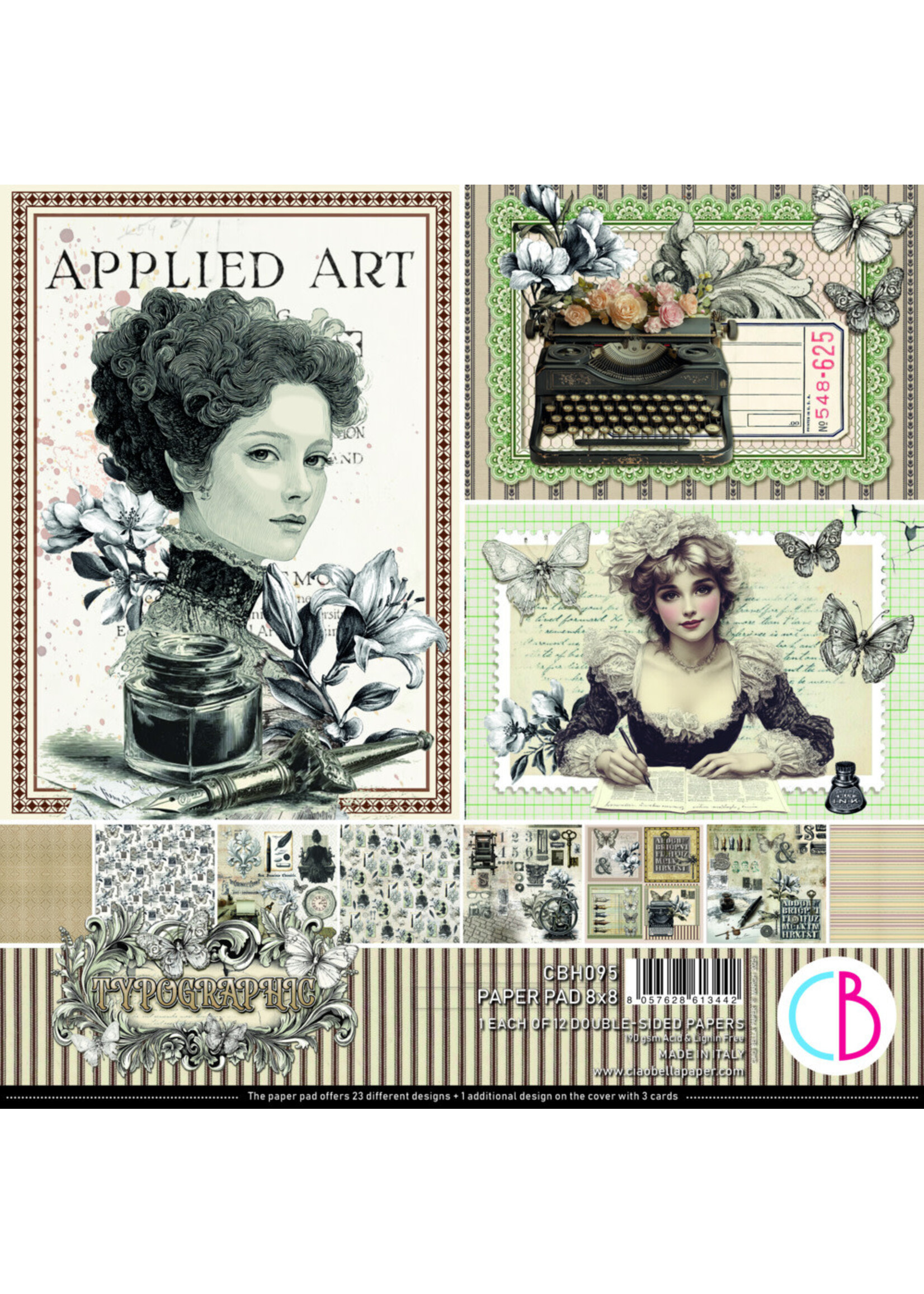 Ciao Bella Ciao Bella 8x8 Paper Pad, Typographic