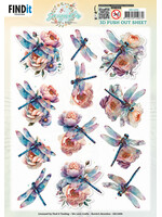 Berries Beauties 3D Push Out Sheet, Dragonflies - Azure