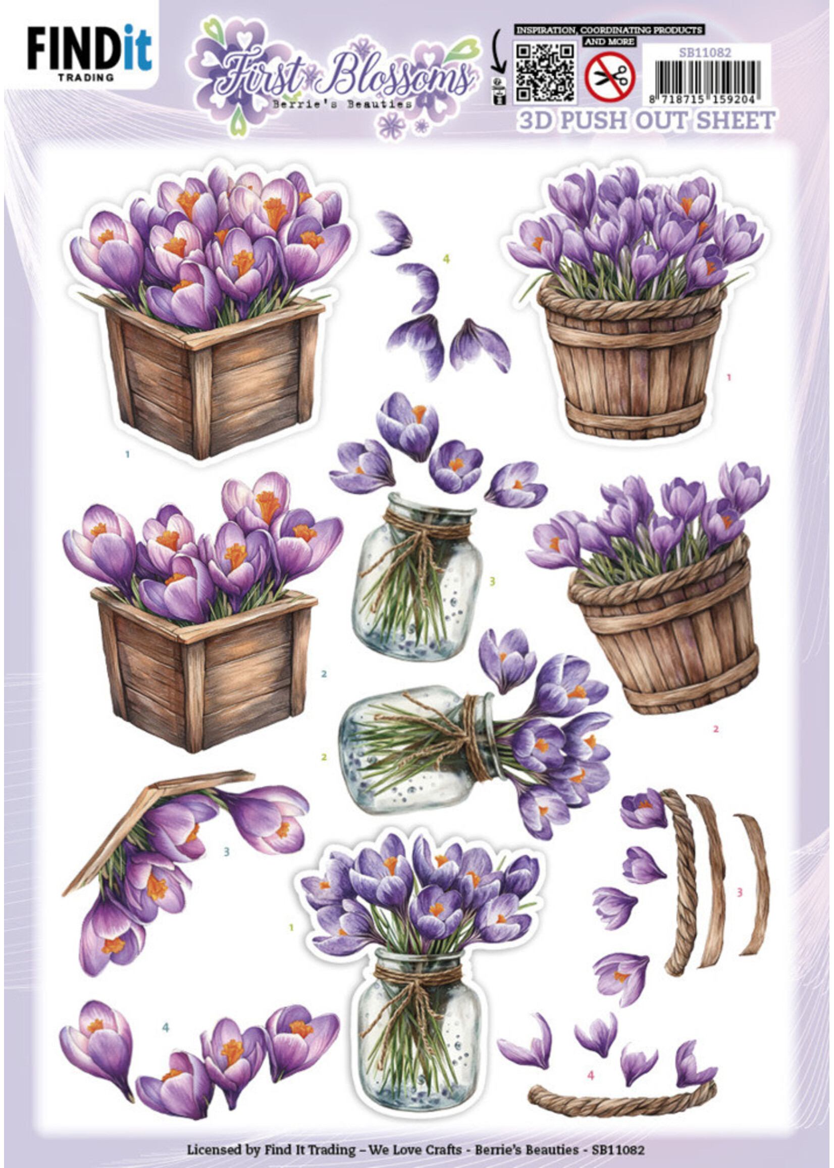 Berries Beauties 3D Push Out Sheet, First Blossoms - Crocus Charm