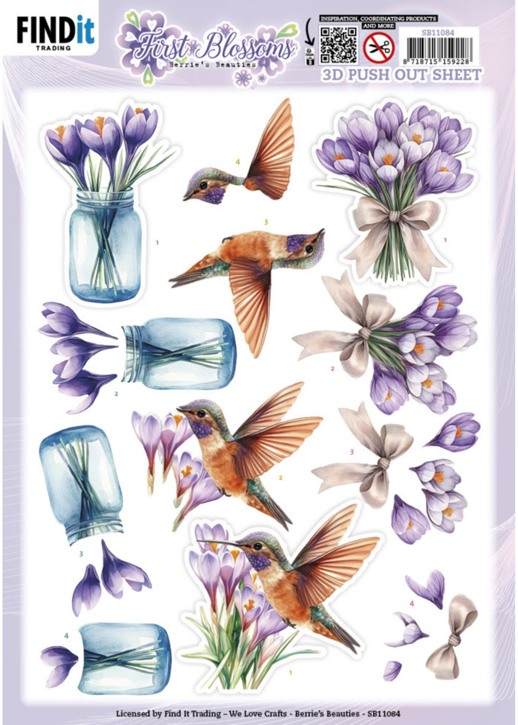Berries Beauties 3D Push Out Sheet, First Blossoms - Flutter Bloom