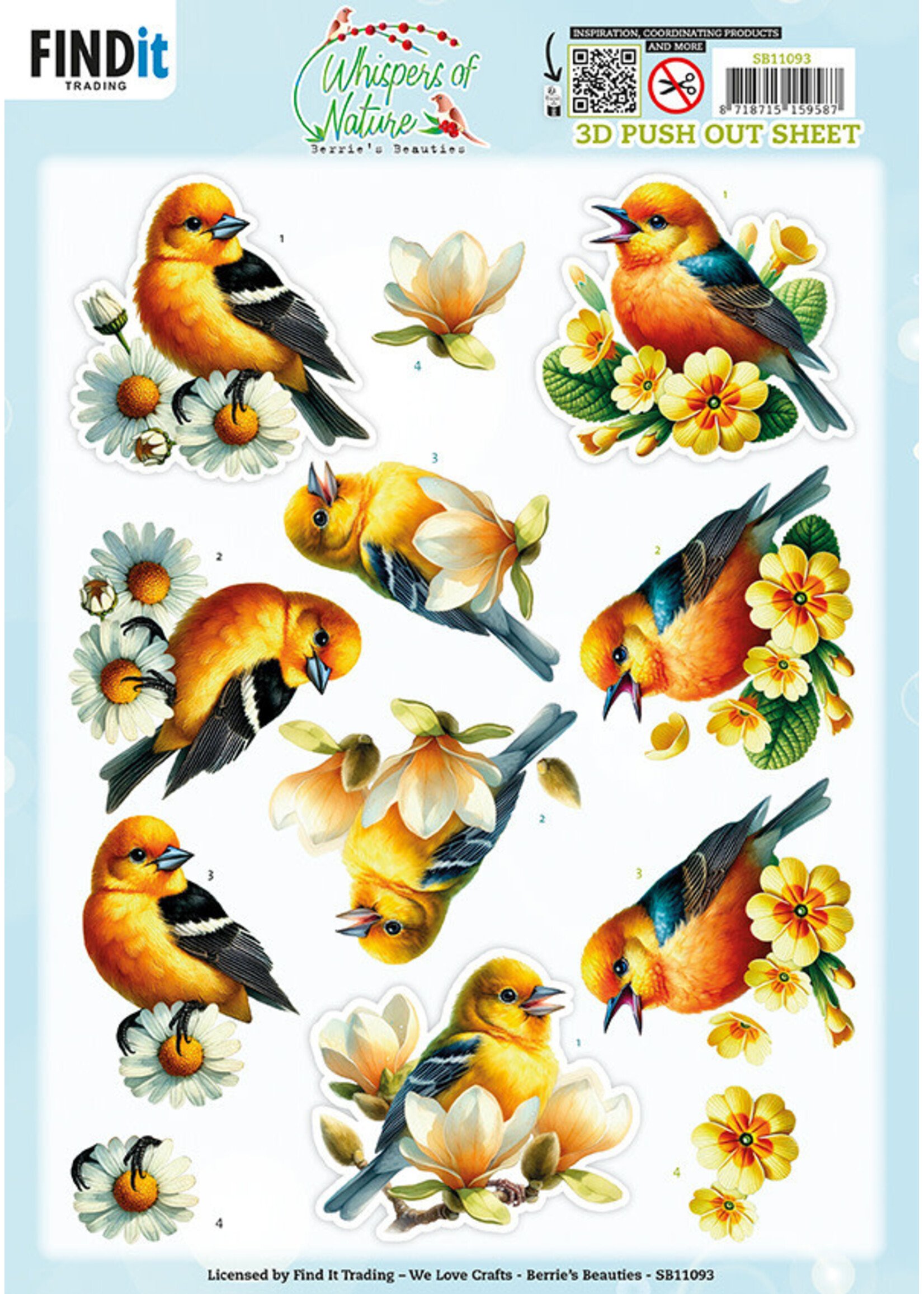 Berries Beauties 3D Push Out Sheet, Whispers of Nature - Yellow