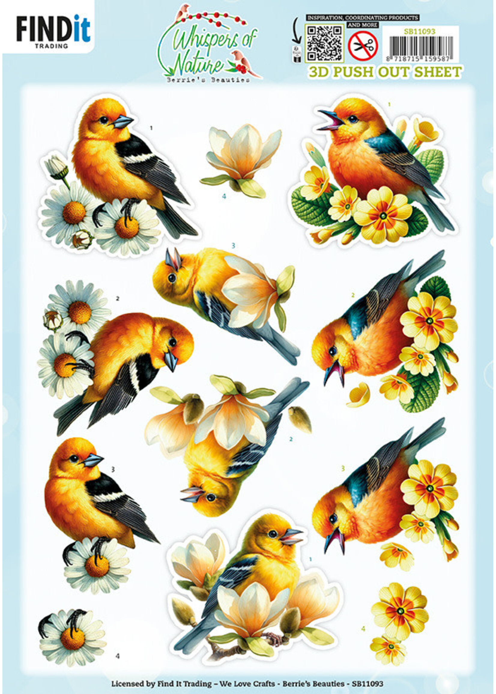 Berries Beauties 3D Push Out Sheet, Whispers of Nature - Yellow