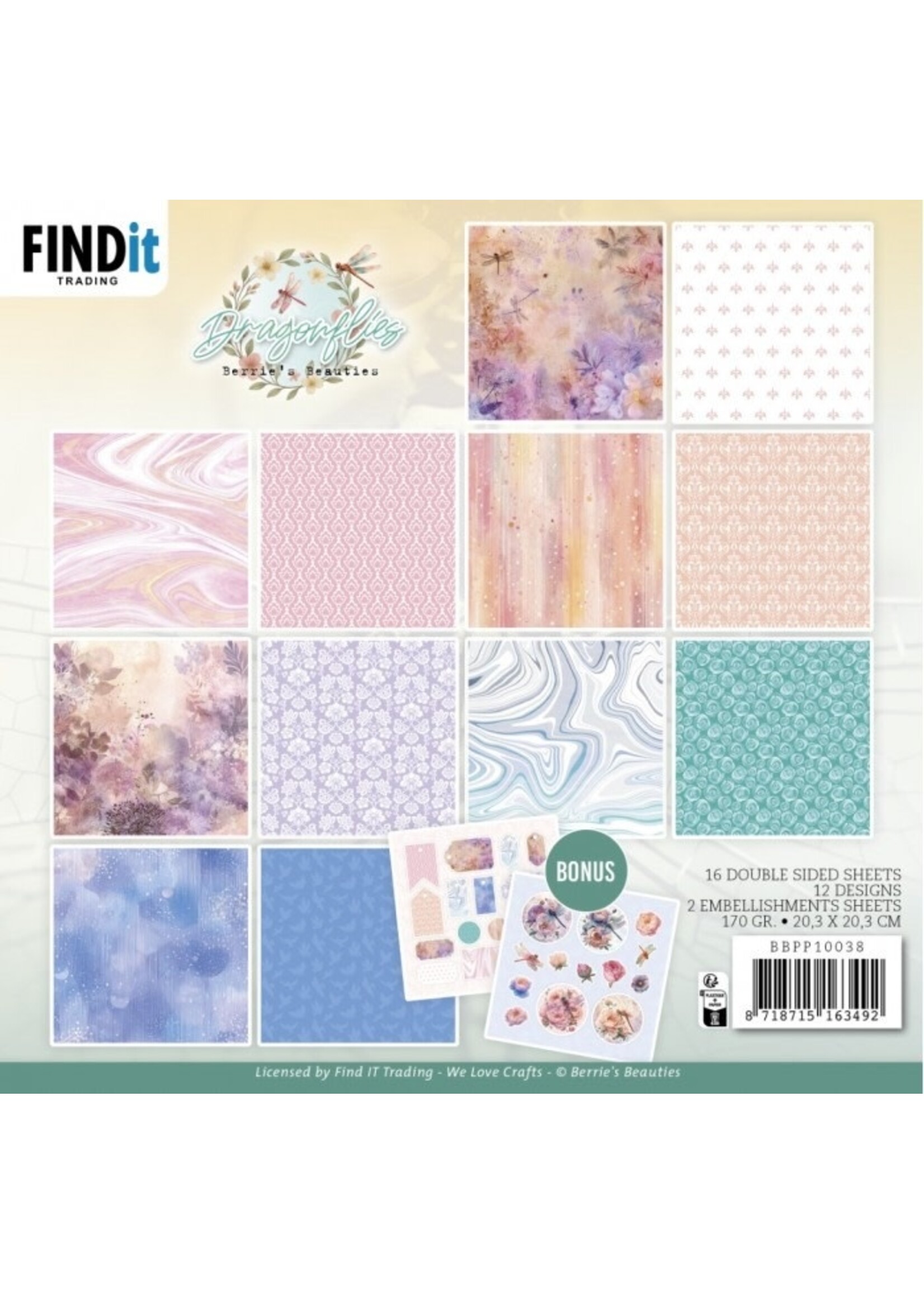 Berries Beauties 8X8 Paper Pack, Dragonflies