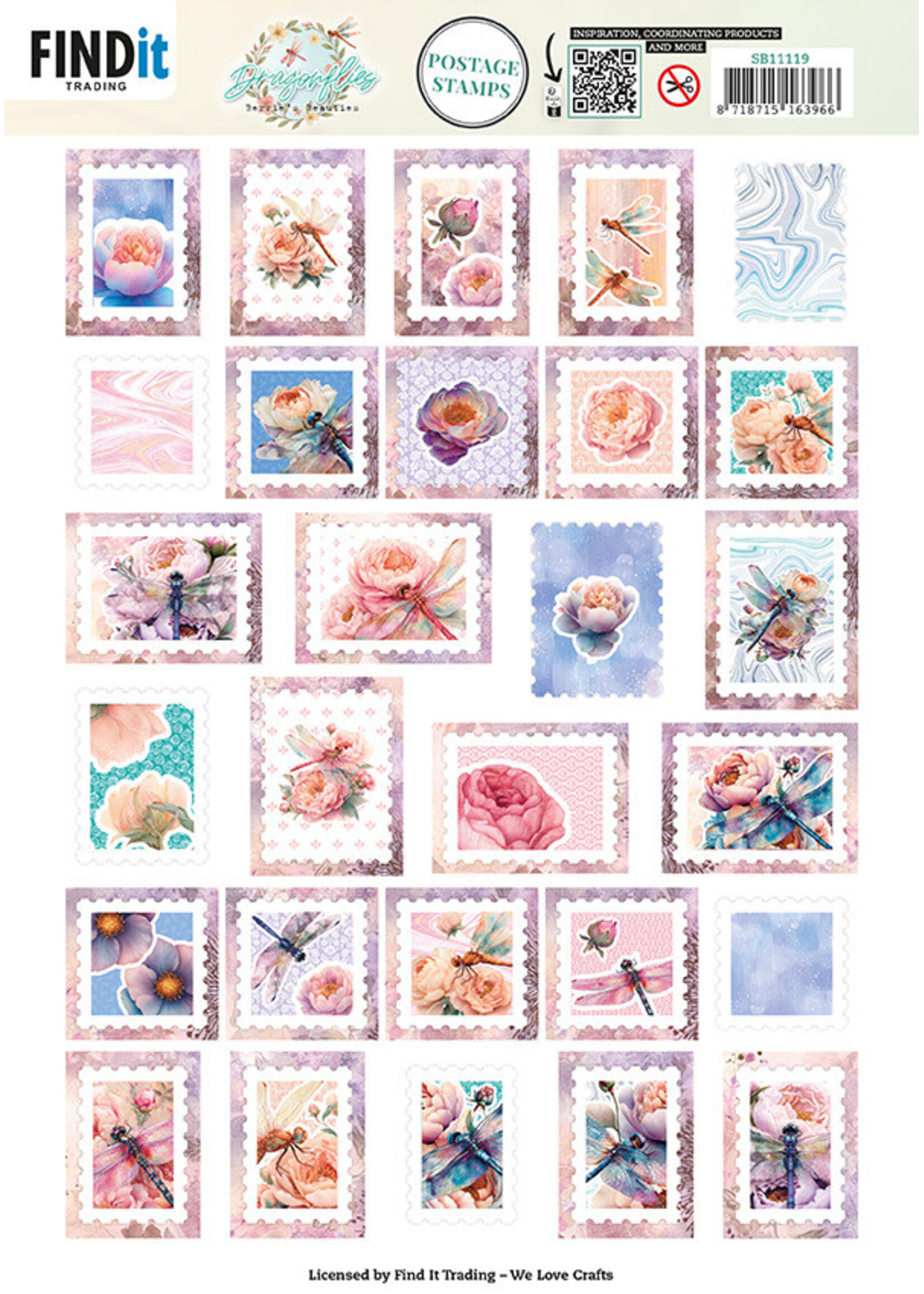 Berries Beauties Push Out Postage Stamps, Dragonflies