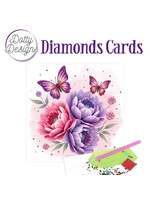 Fit It Trading Diamond Dot Cards, DDDC1223 Purple Flowers and Butterflies