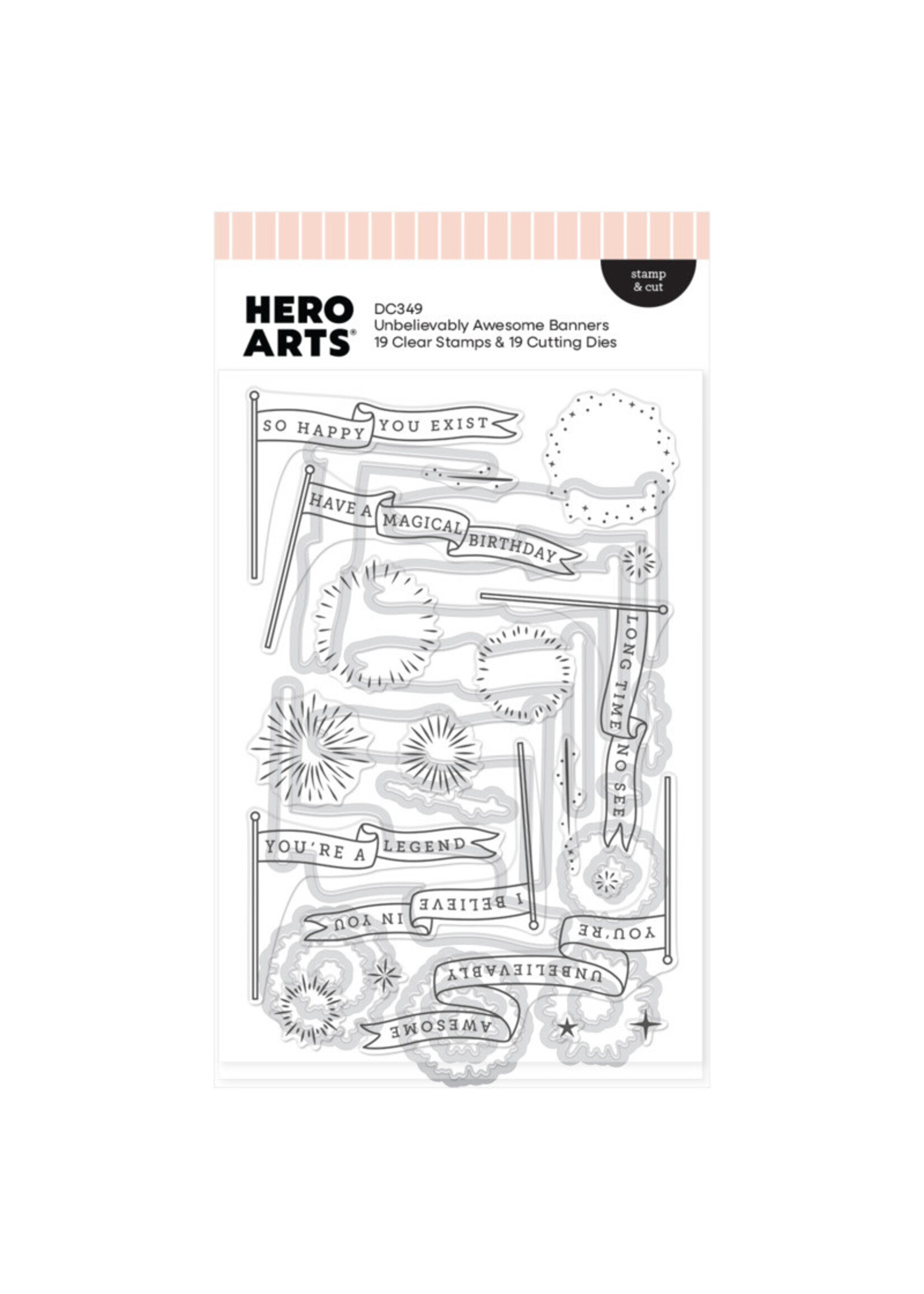 Hero  Arts Hero Arts Stamp/Die, Unbelievably Awesome Banners