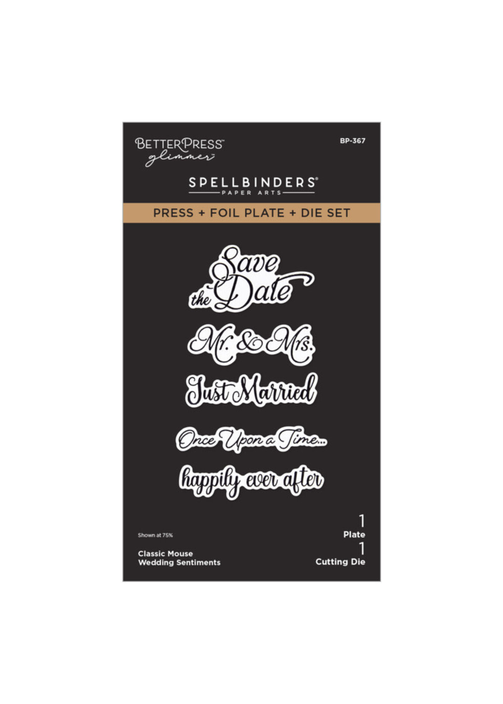 Spellbinders Spellbinders Press & Foil Plate and Die Set, Classic Mouse Wedding Sentiments