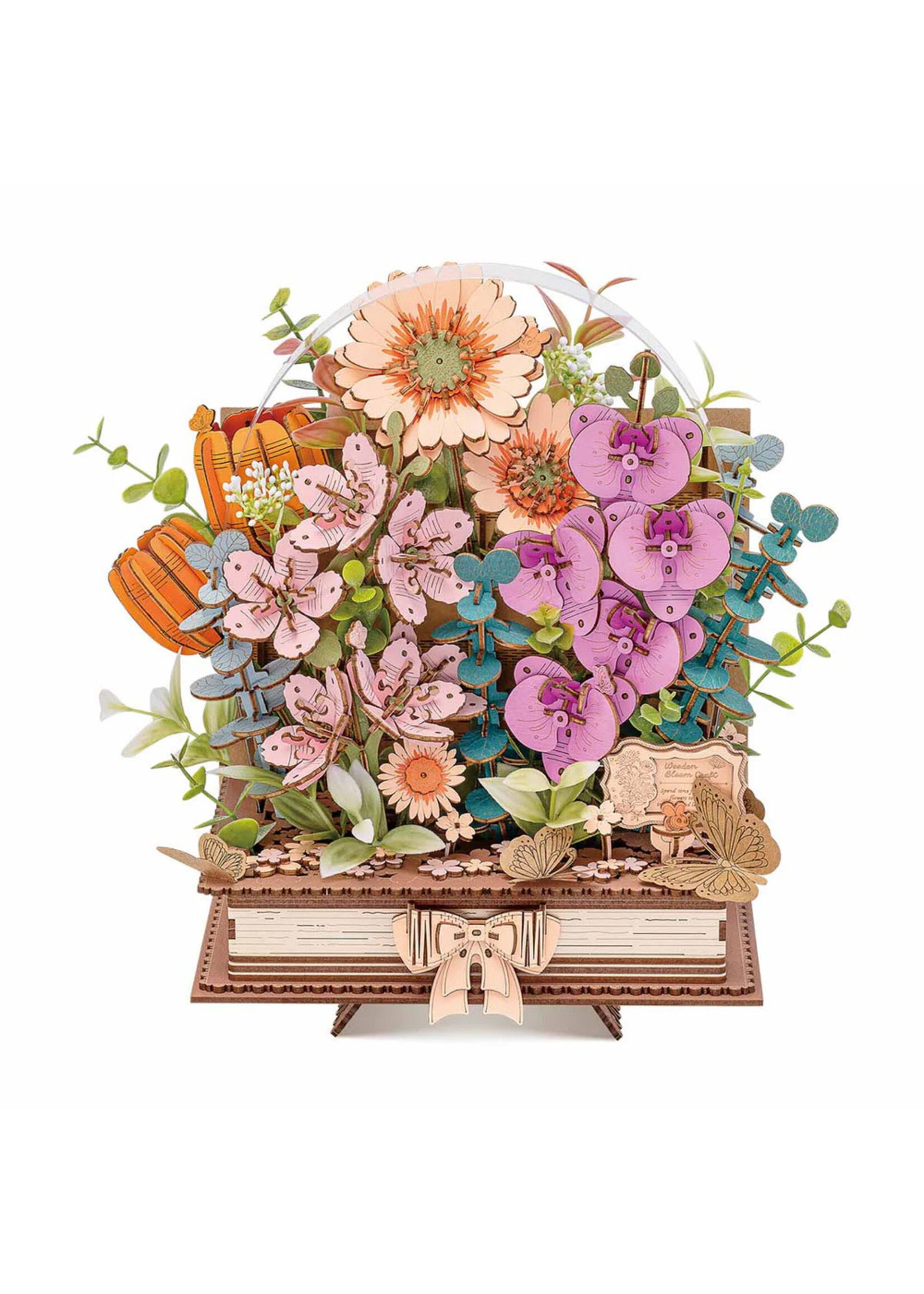 Rowood Rowood 3D Wooden Puzzle, Blooming Book Flower Bouquet