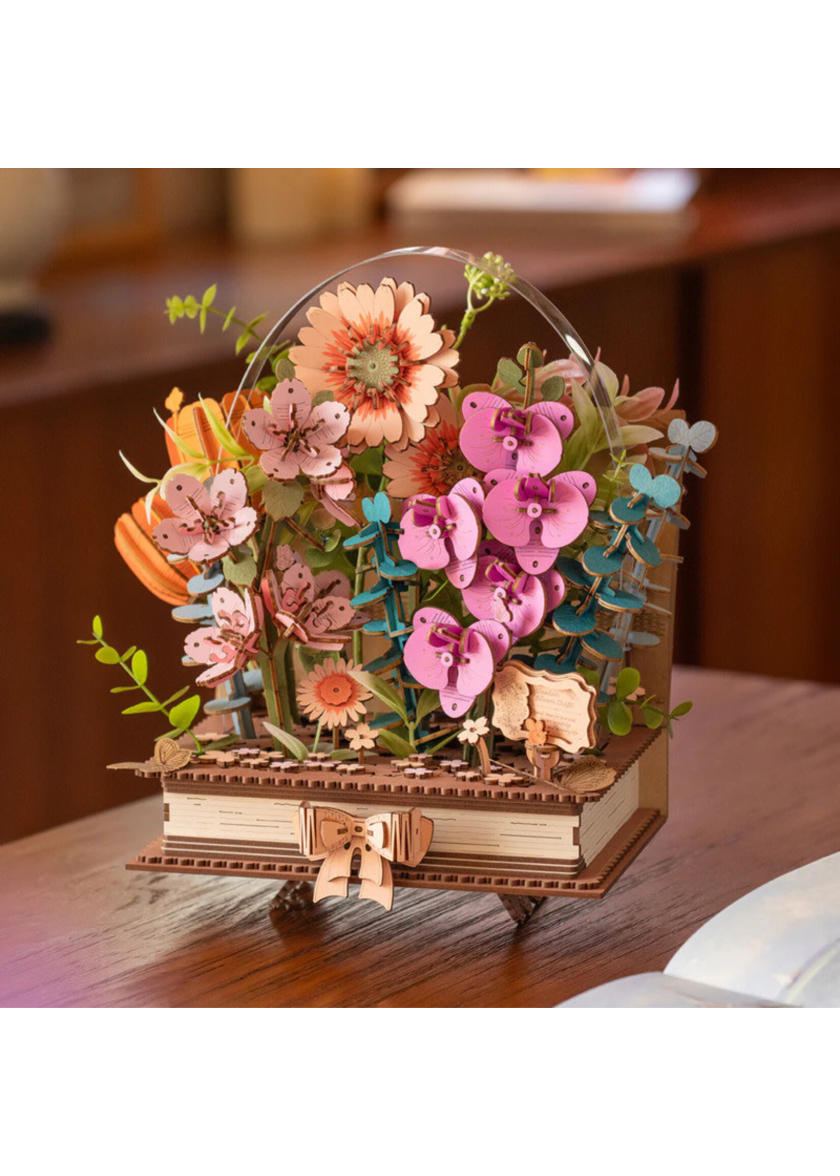 Rowood Rowood 3D Wooden Puzzle, Blooming Book Flower Bouquet