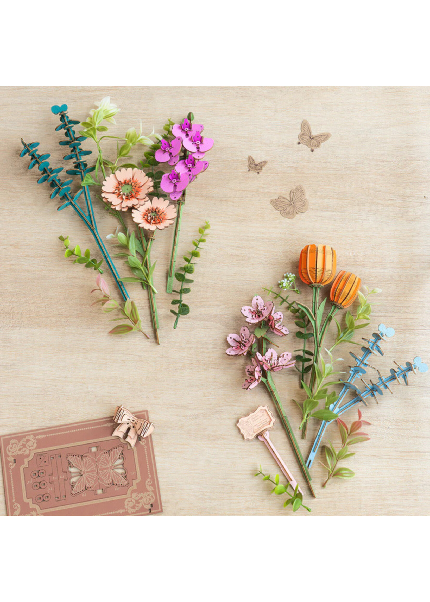 Rowood Rowood 3D Wooden Puzzle, Blooming Book Flower Bouquet