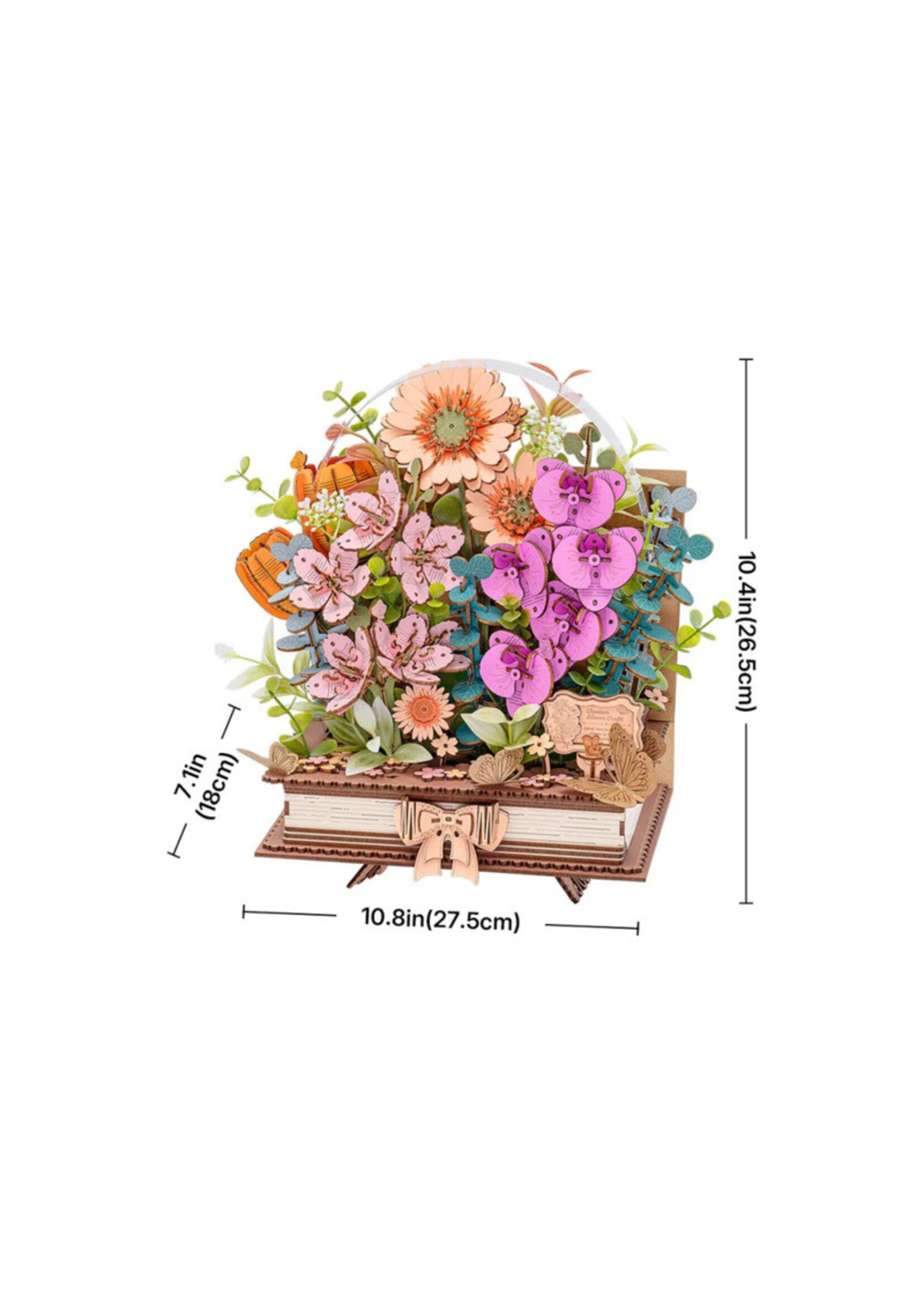 Rowood Rowood 3D Wooden Puzzle, Blooming Book Flower Bouquet