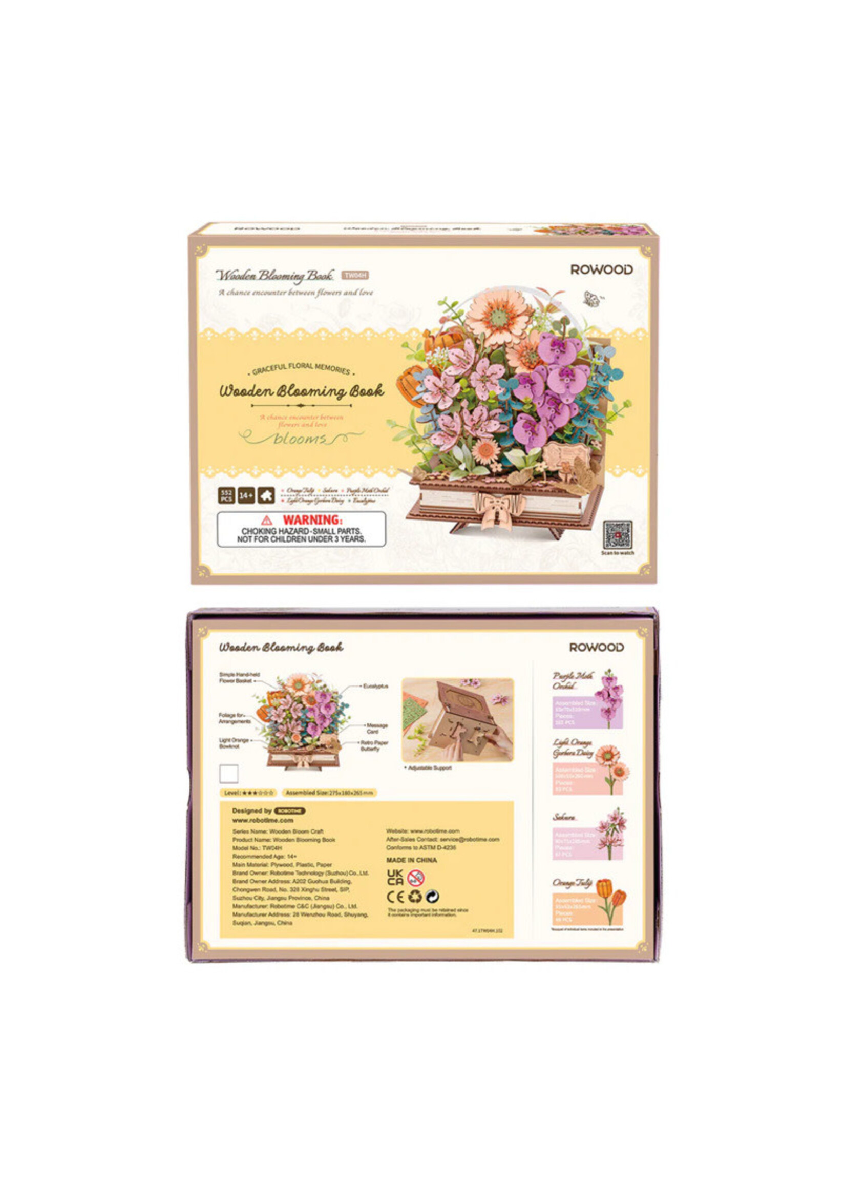 Rowood Rowood 3D Wooden Puzzle, Blooming Book Flower Bouquet