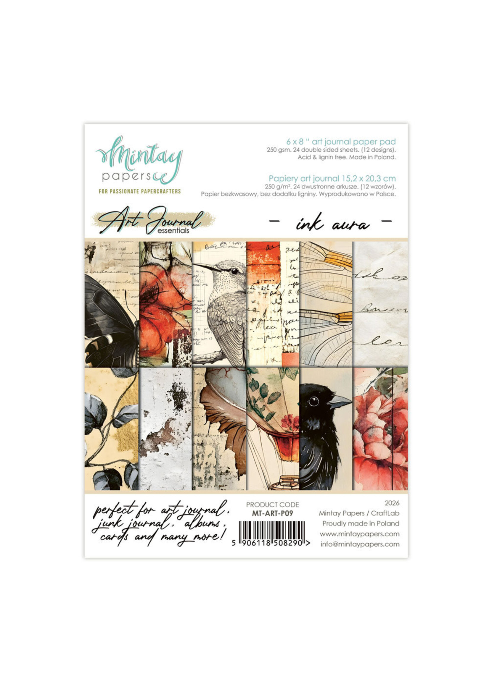 Mintay Papers 6x8 Art Journal Paper Pad, ink aura