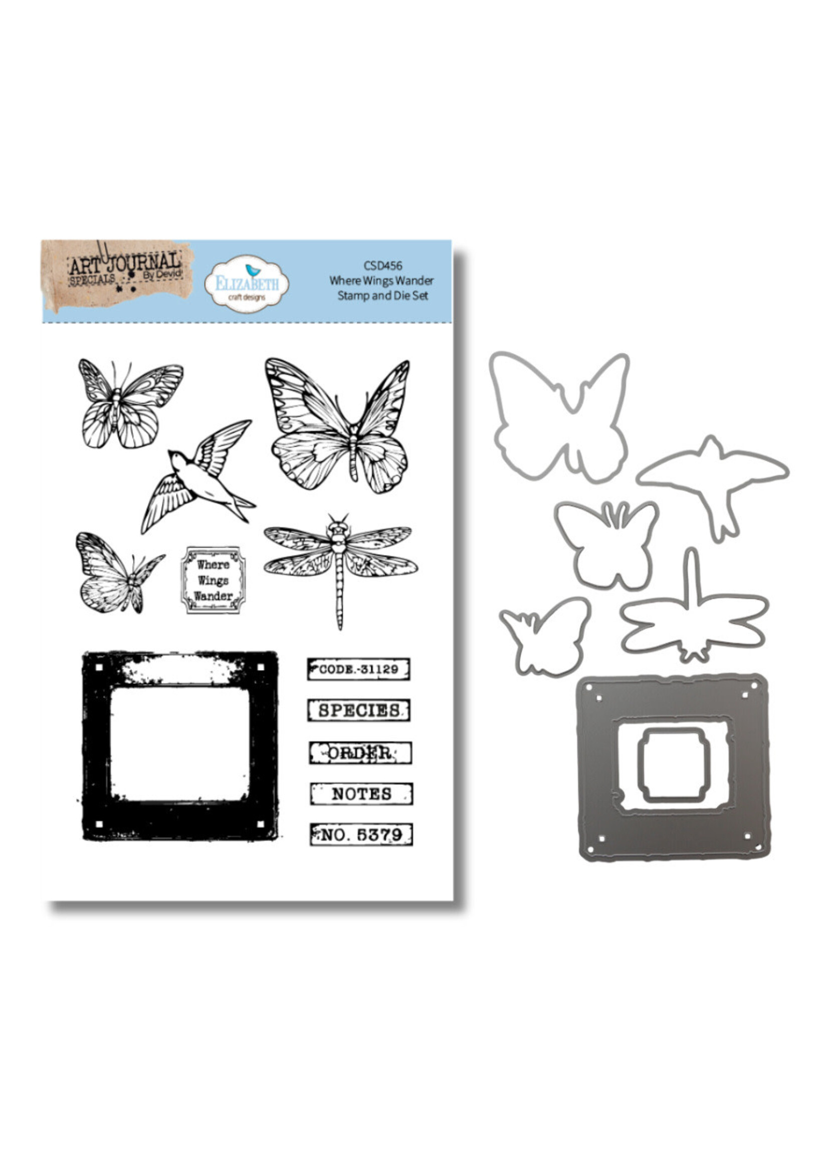 Elizabeth Craft Design Elizabeth Craft Stamp & Die Set, Where Wings Wander