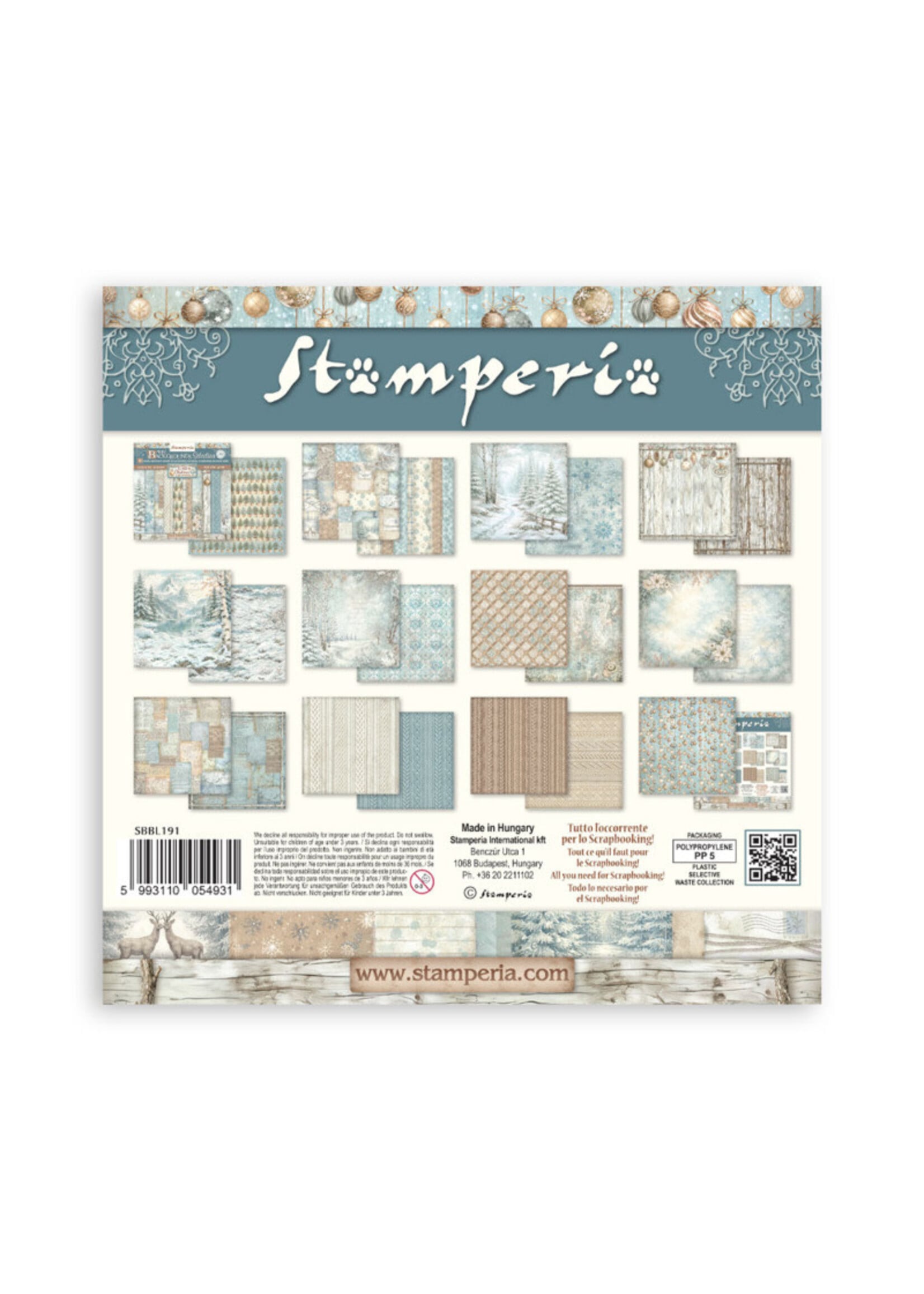 Stamperia Stamperia 12X12 Backgrounds Paper Pad, White Christmas