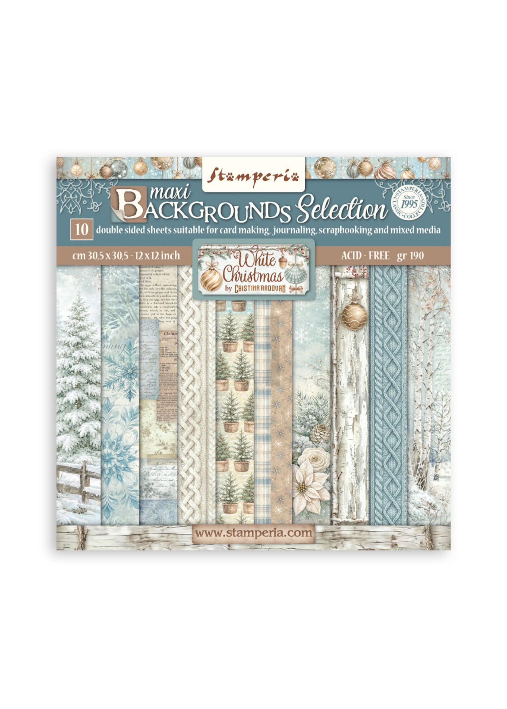 Stamperia Stamperia 12X12 Backgrounds Paper Pad, White Christmas