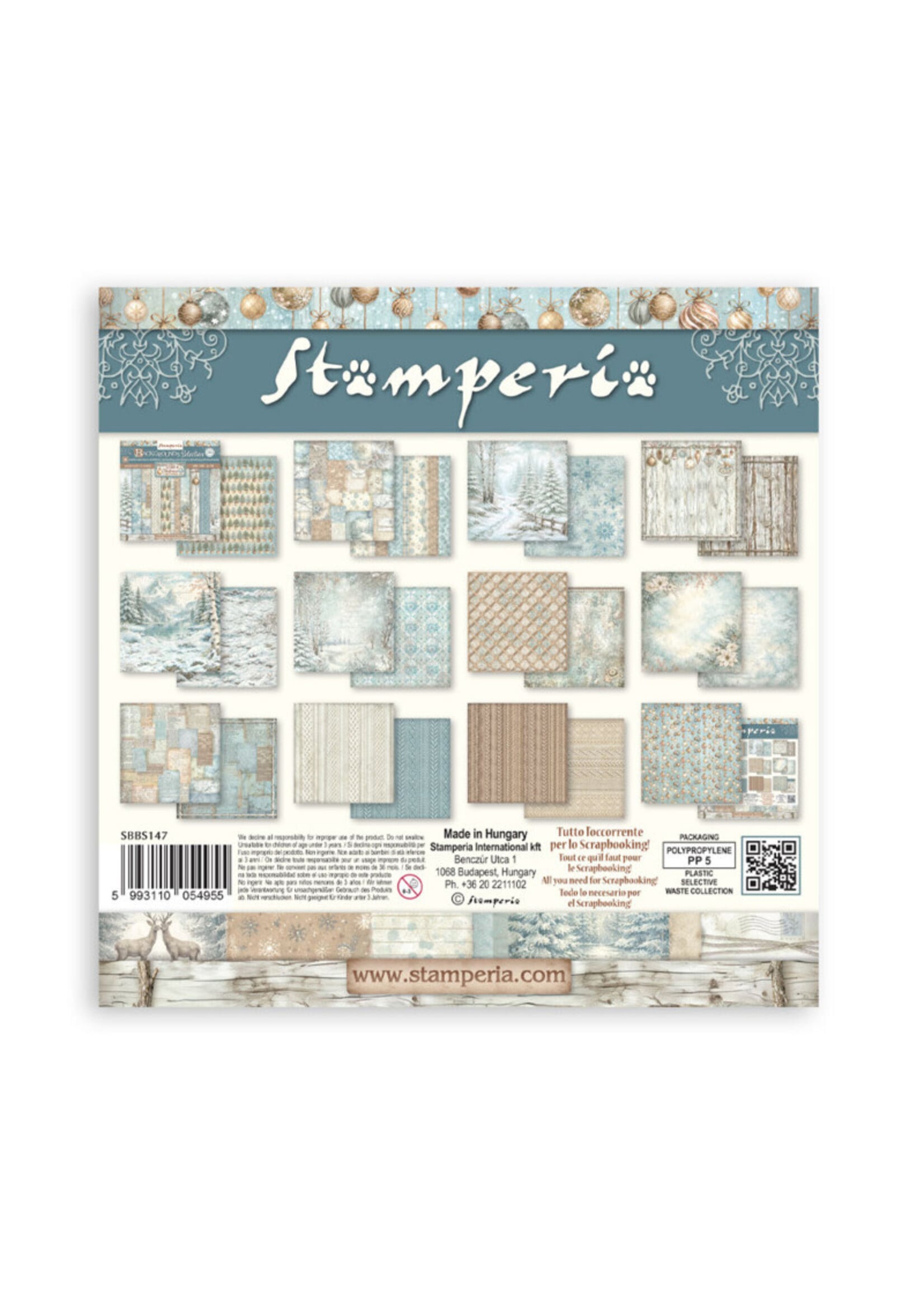 Stamperia Stamperia 8X8 Backgrounds Paper Pad, SBBS147 White Christmas
