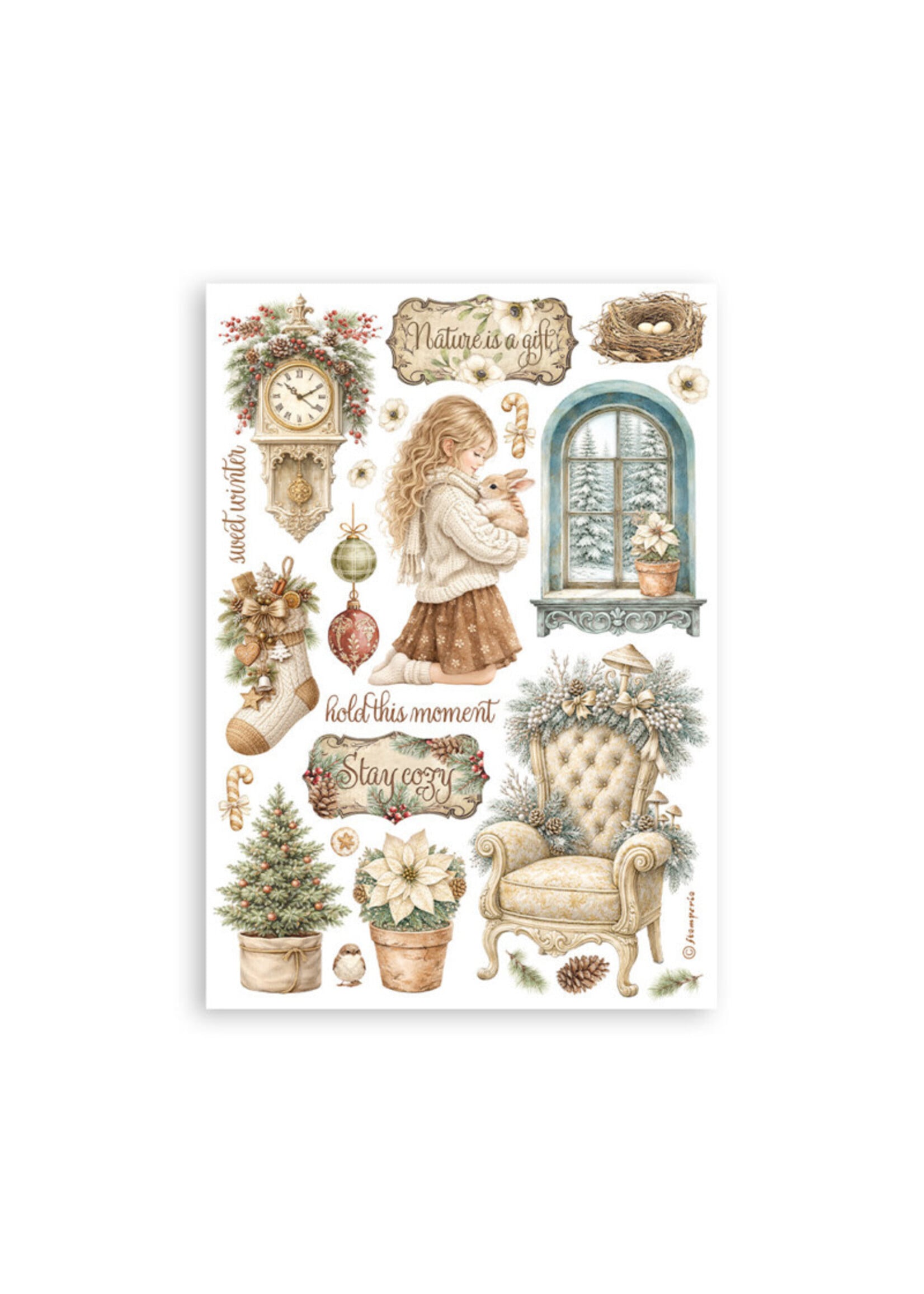 Stamperia Stamperia A5 Washi Pad, SBW36 White Christmas