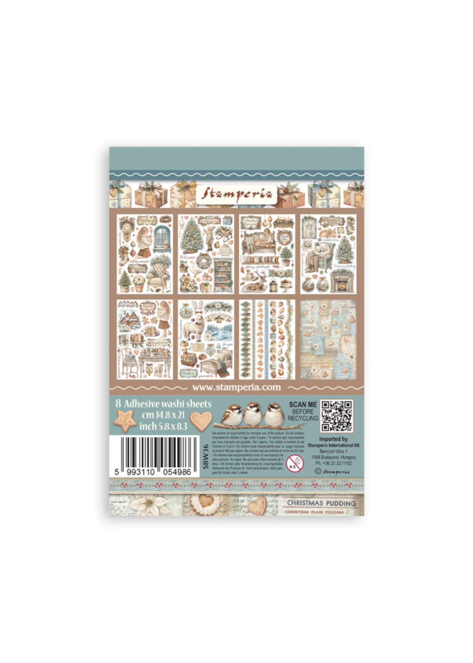 Stamperia Stamperia A5 Washi Pad, SBW36 White Christmas