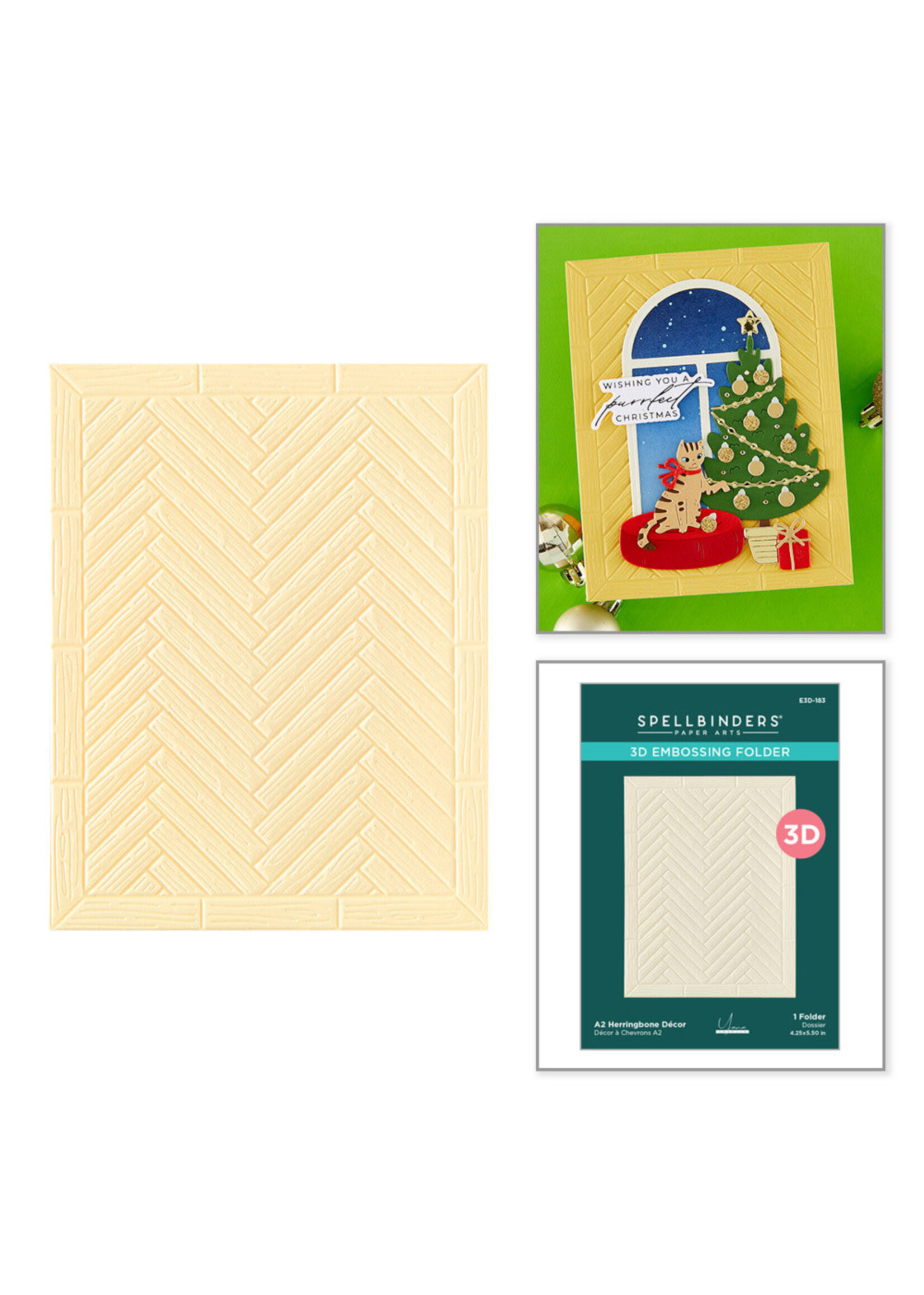 Spellbinders Spellbinders 3D Embossing Folder, A2 Herringbone