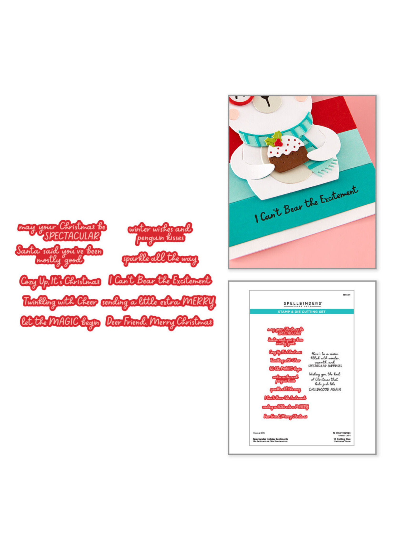 Spellbinders Spellbinders Clear Stamp & Die Set, Spectacular Holiday Sentiments