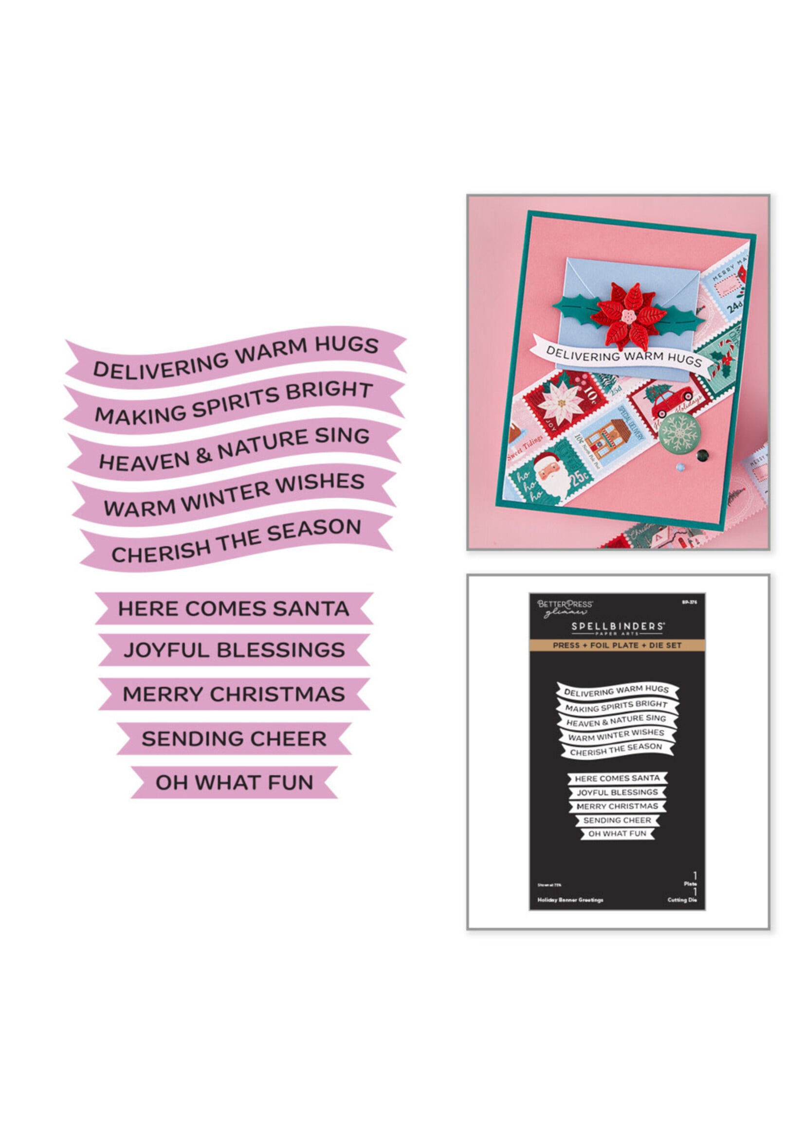 Spellbinders Spellbinders Press + Foil Plate & Die Set, Holiday Banner Greetings