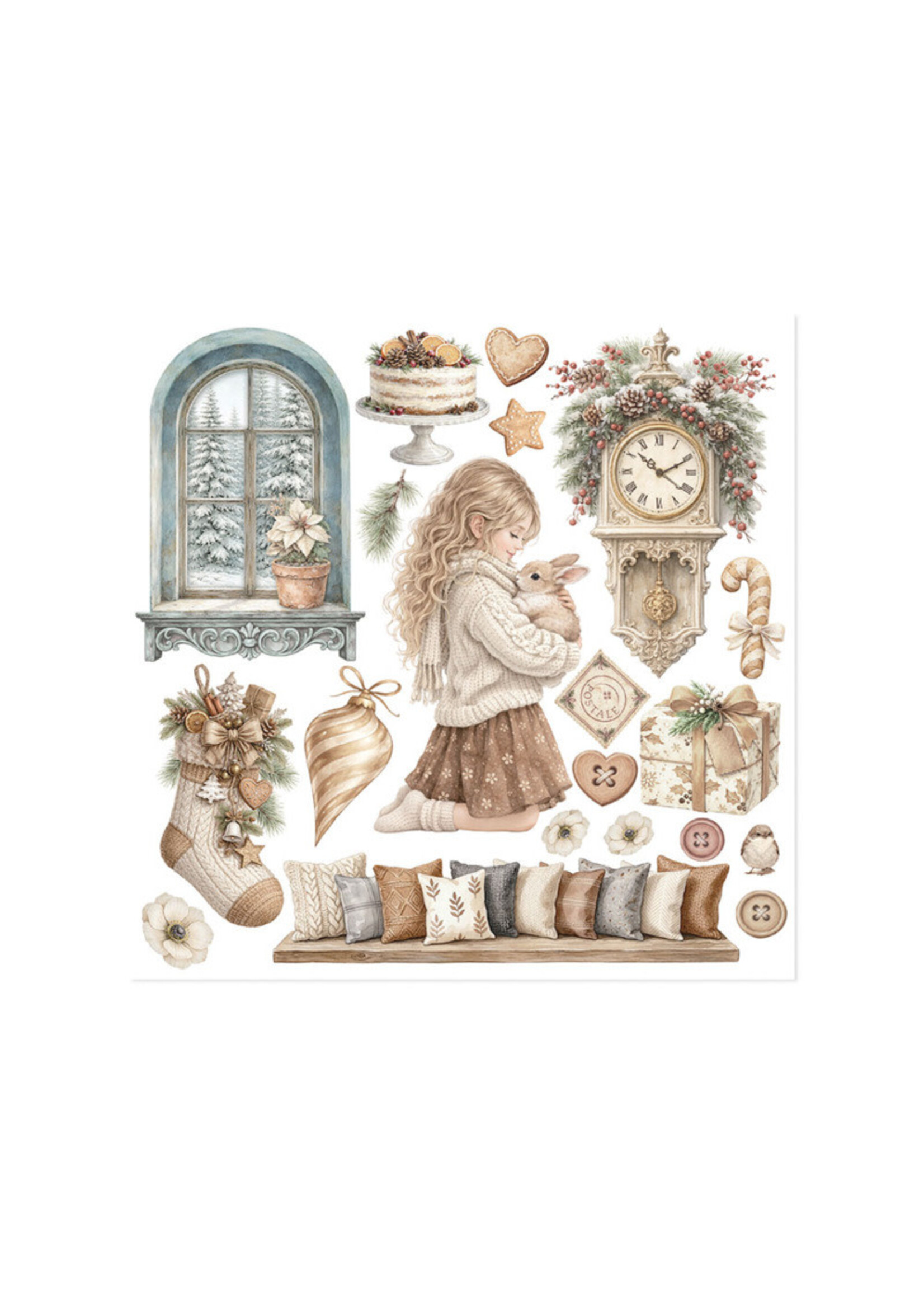 Stamperia Stamperia Rub-On Kit, White Christmas