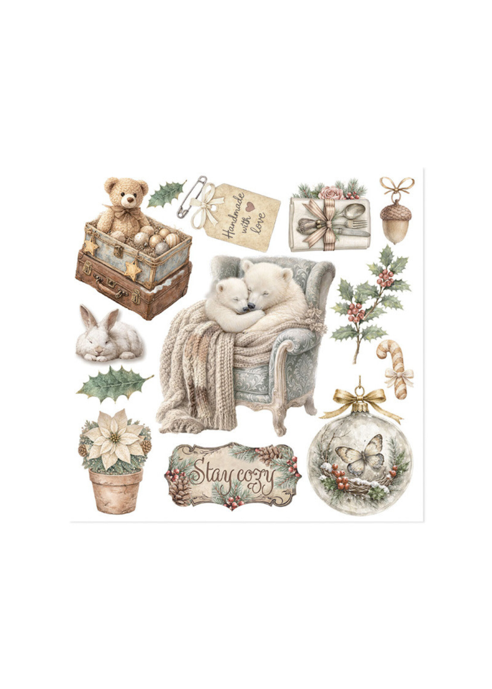 Stamperia Stamperia Rub-On Kit, White Christmas