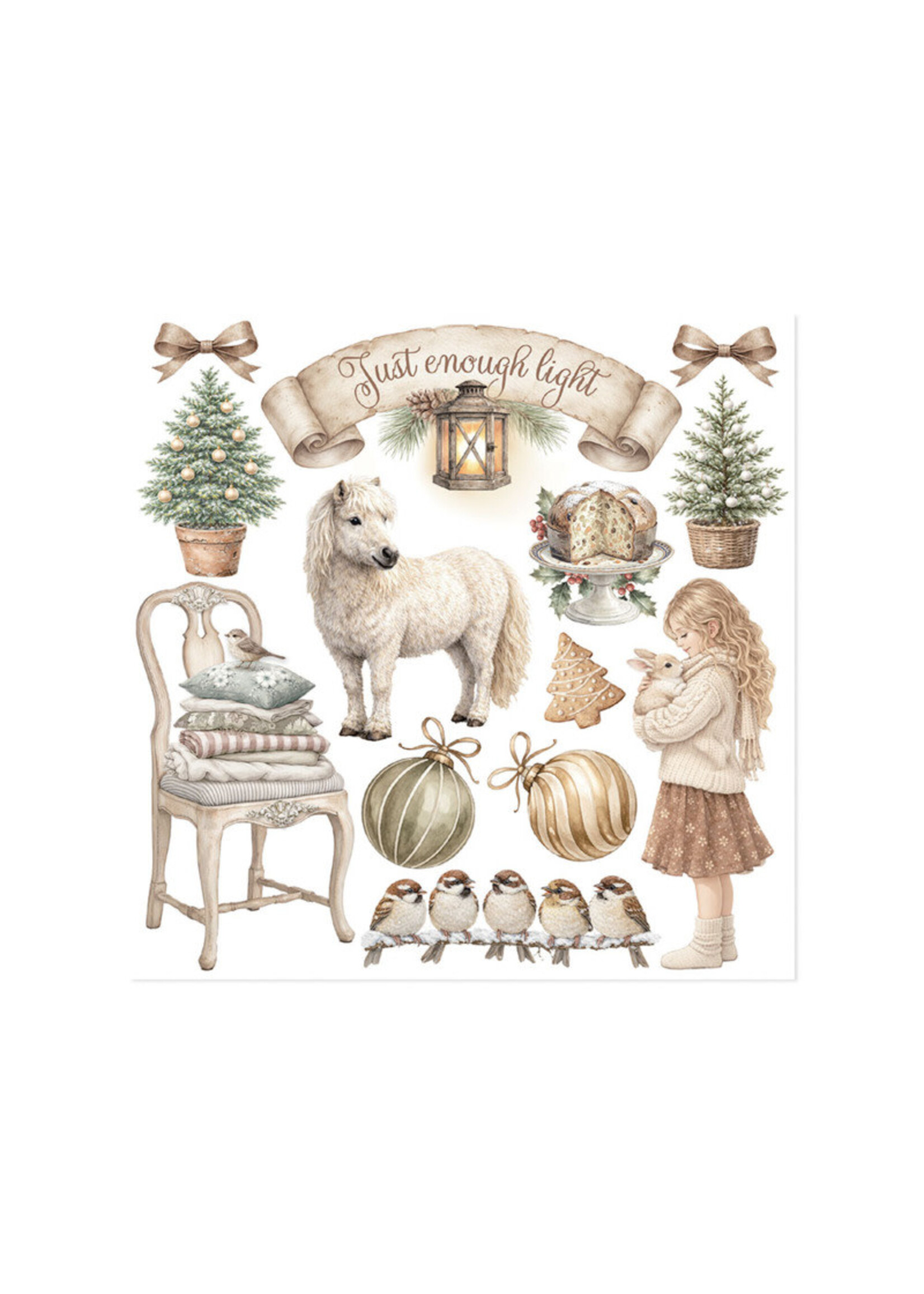 Stamperia Stamperia Rub-On Kit, White Christmas