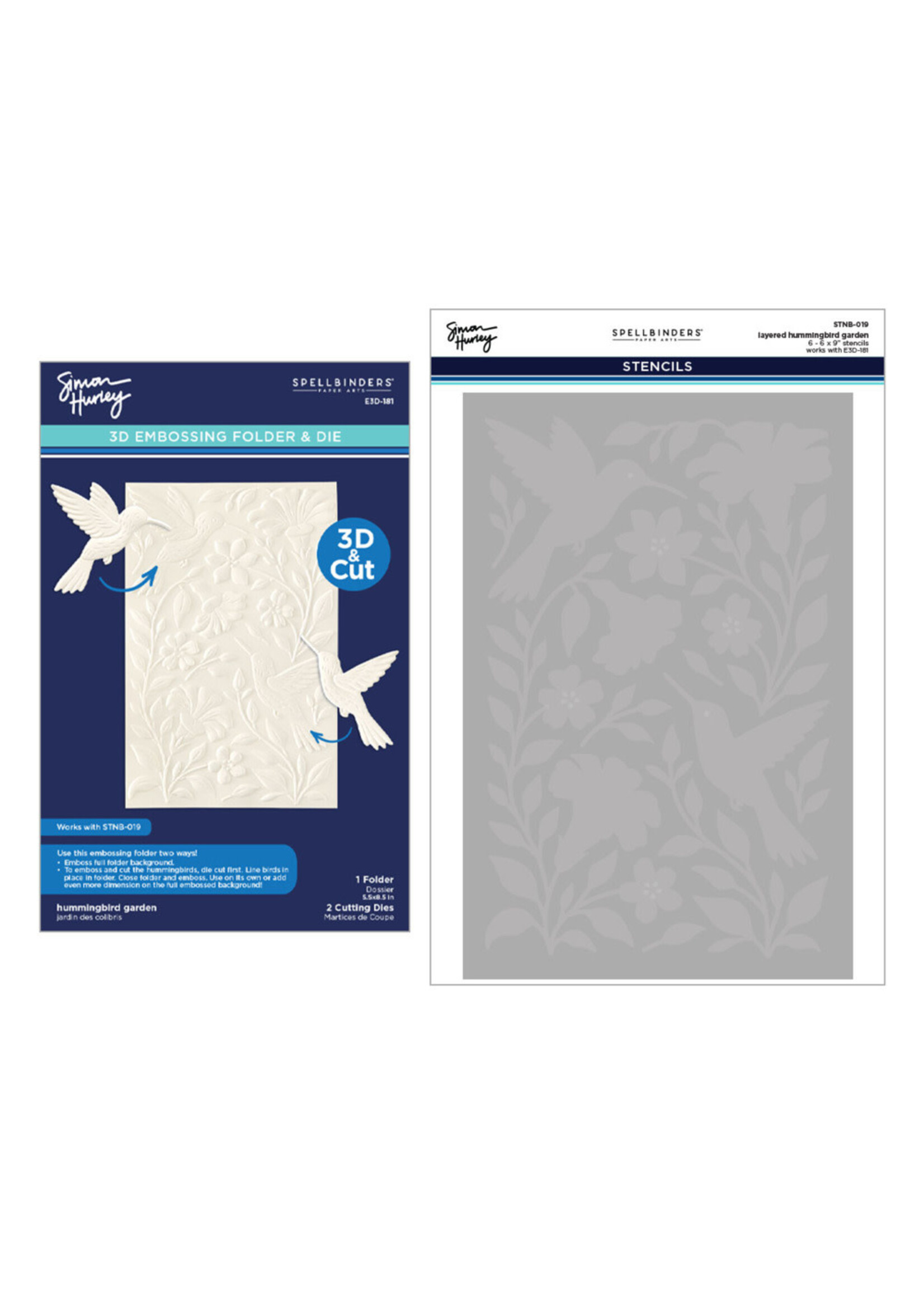 Spellbinders Spellbinders 3D Embossing Folder/Stencil Bundle, Hummingbird Garden