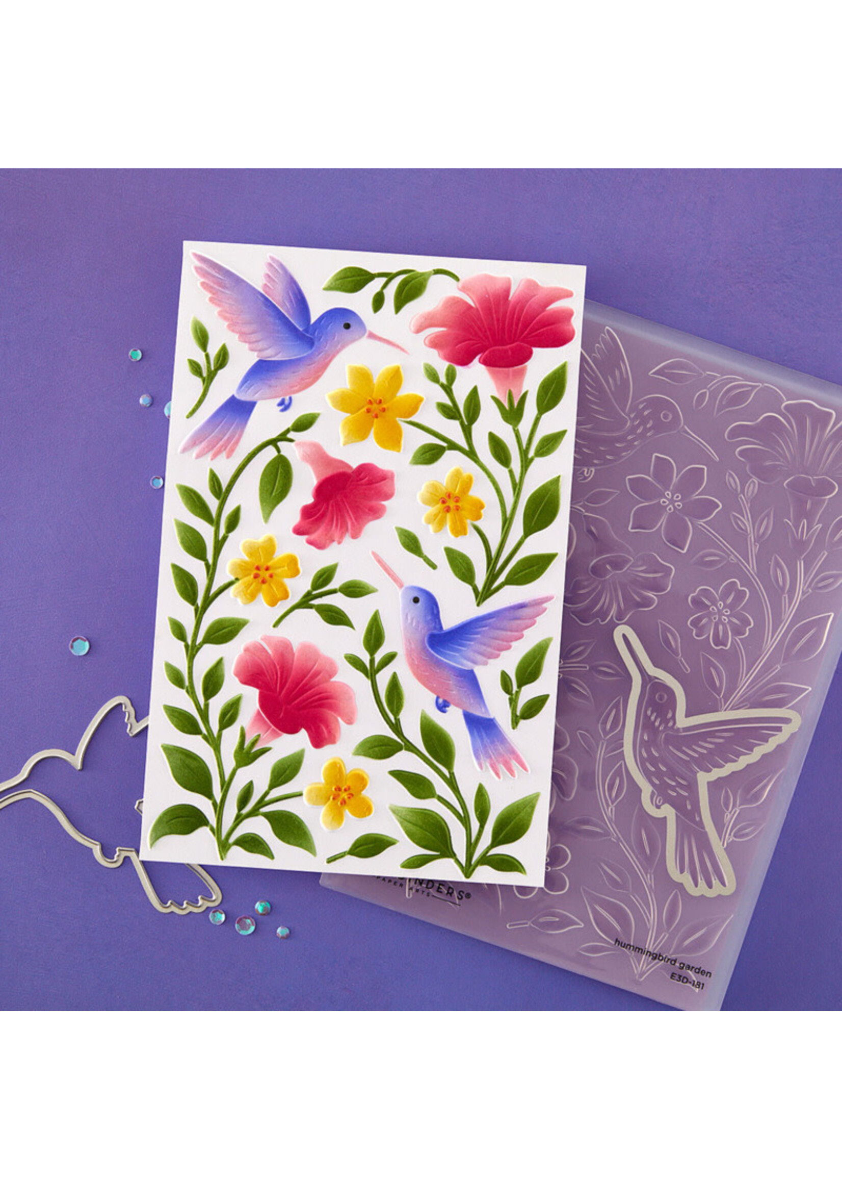 Spellbinders Spellbinders 3D Embossing Folder/Stencil Bundle, Hummingbird Garden
