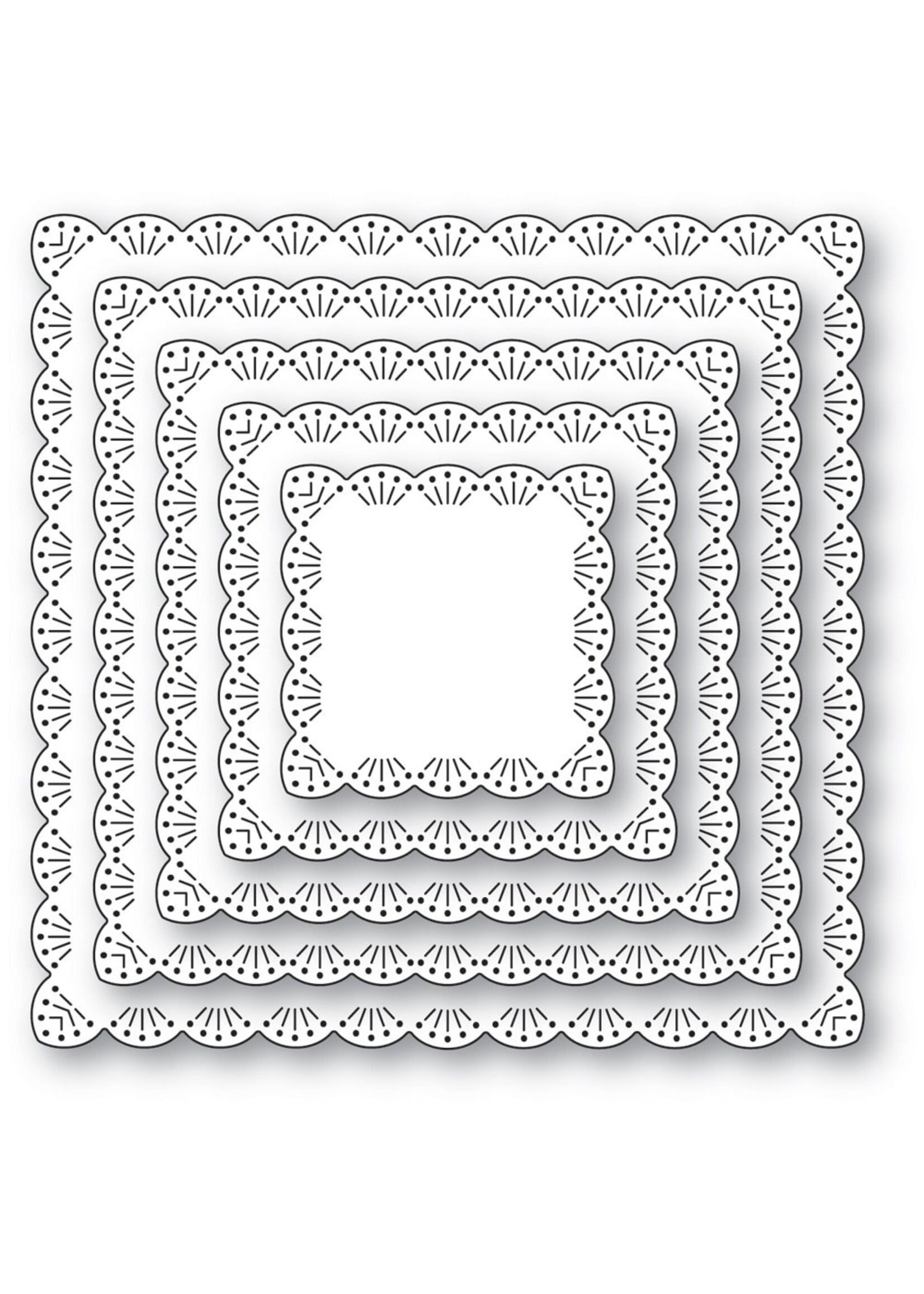 Memory Box Memory Box Die, Fan Stitch Scalloped Square Frames