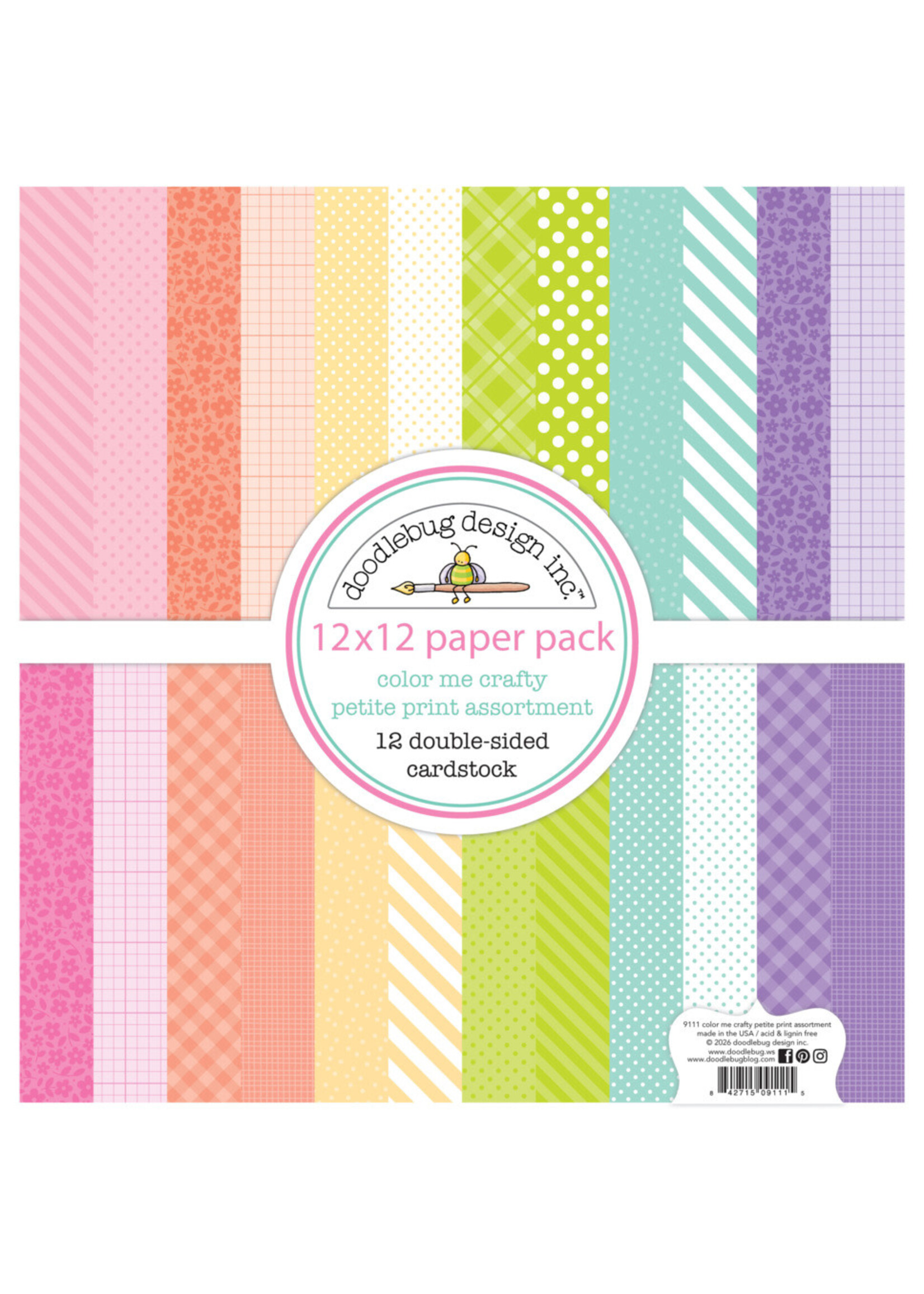 Doodlebug Doodlebug 12X12 Textured Cardstock Pack, Color Me Crafty