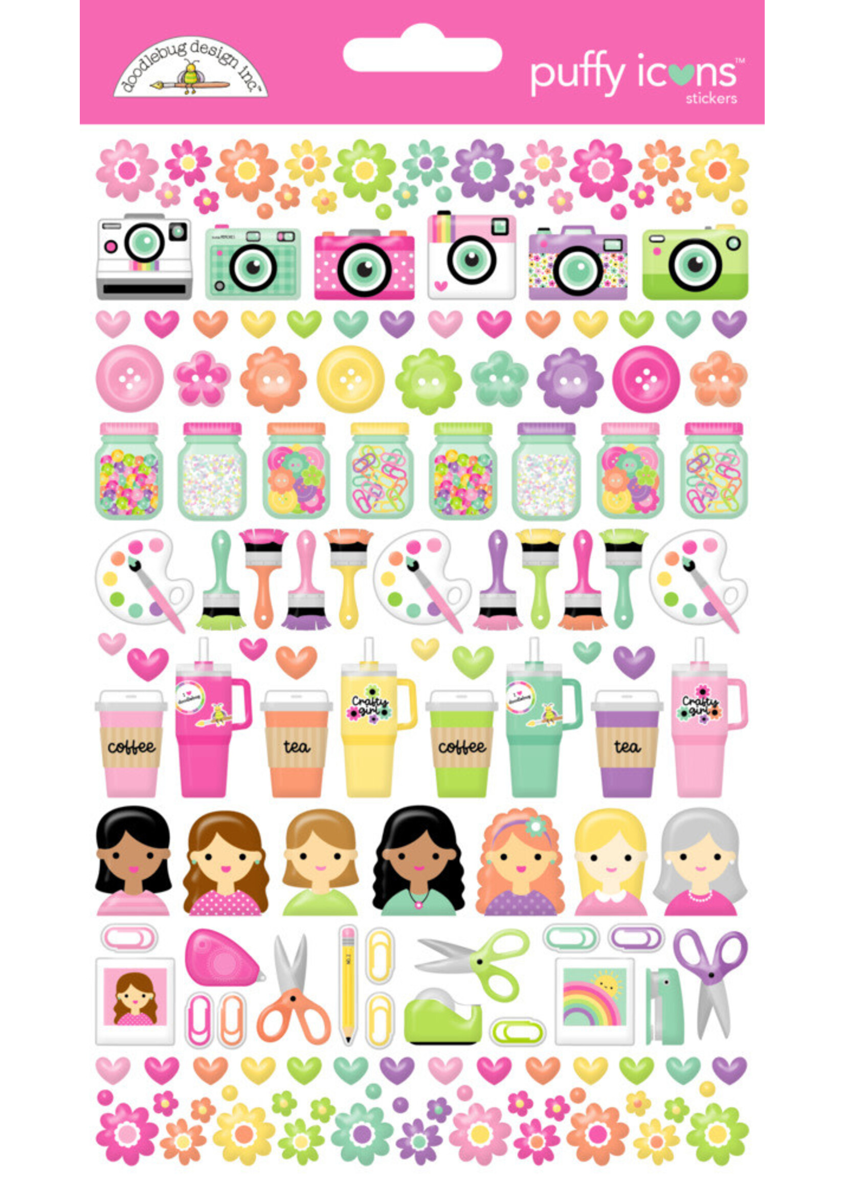 Doodlebug Doodlebug Puffy Icon Stickers, Color Me Crafty