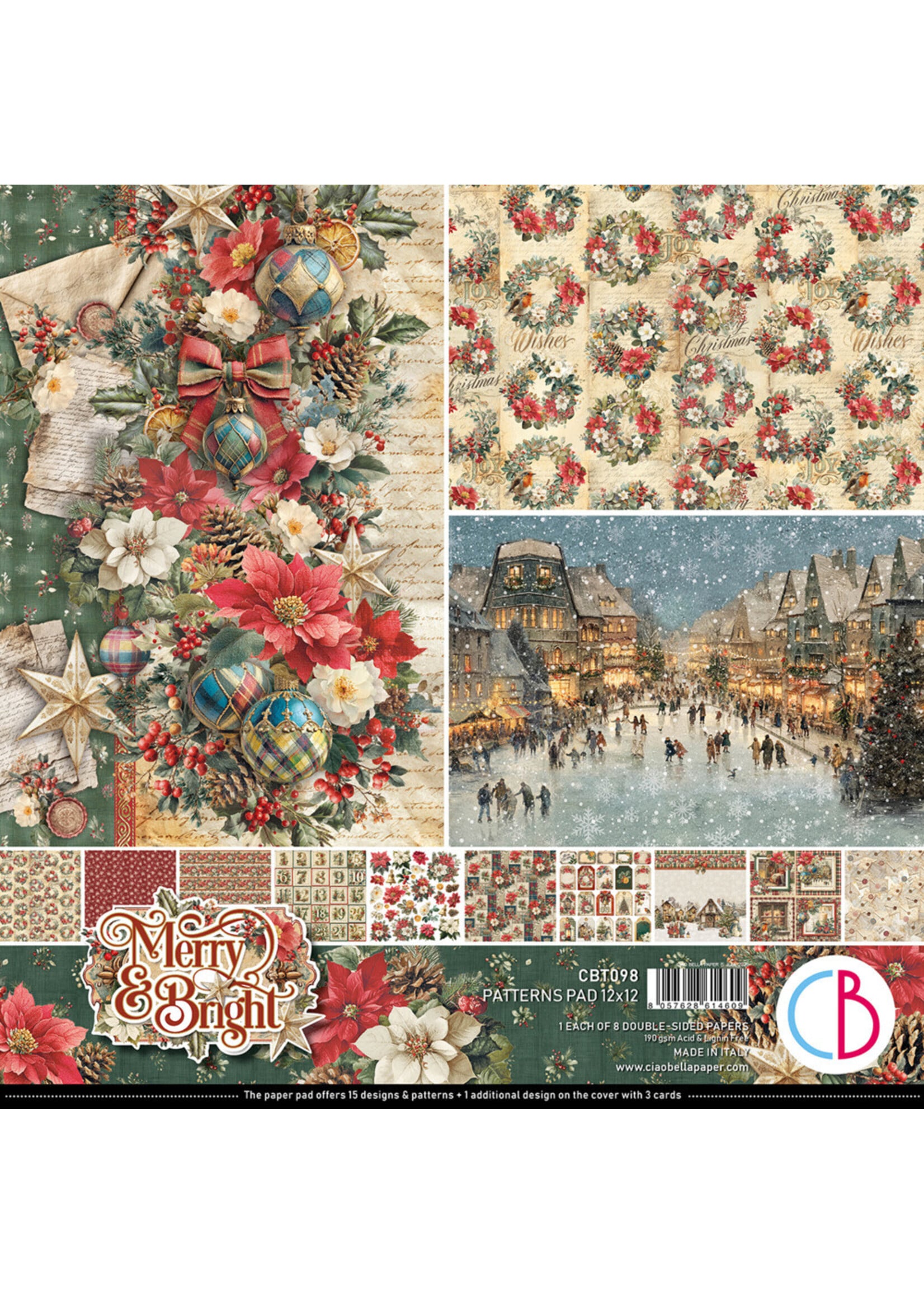 Ciao Bella Ciao Bella 12x12 Patterns Pad, Merry & Bright
