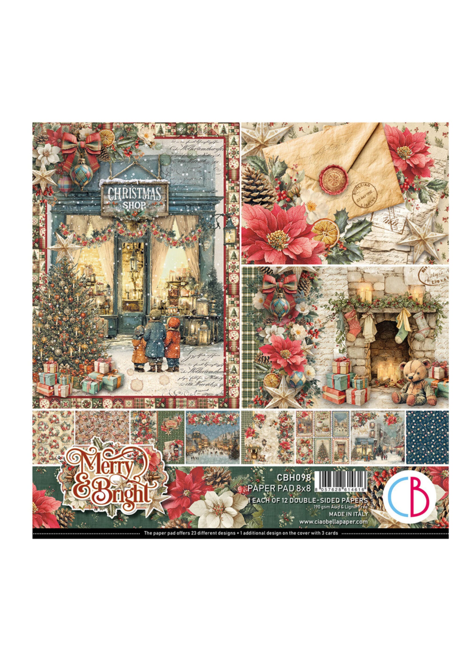 Ciao Bella Ciao Bella 8x8 Paper Pad, Merry & Bright