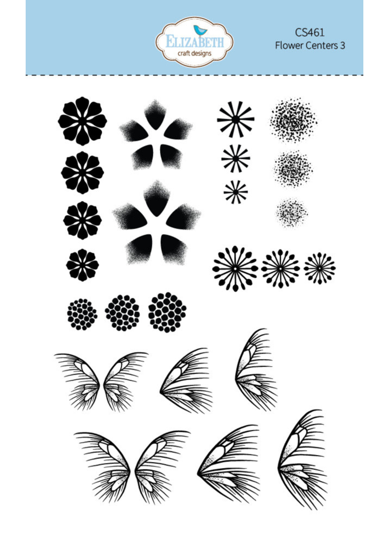 Elizabeth Craft Design ECD Die/Stamp Bundle, 2377 Columbine CS461 Flower Centers 3
