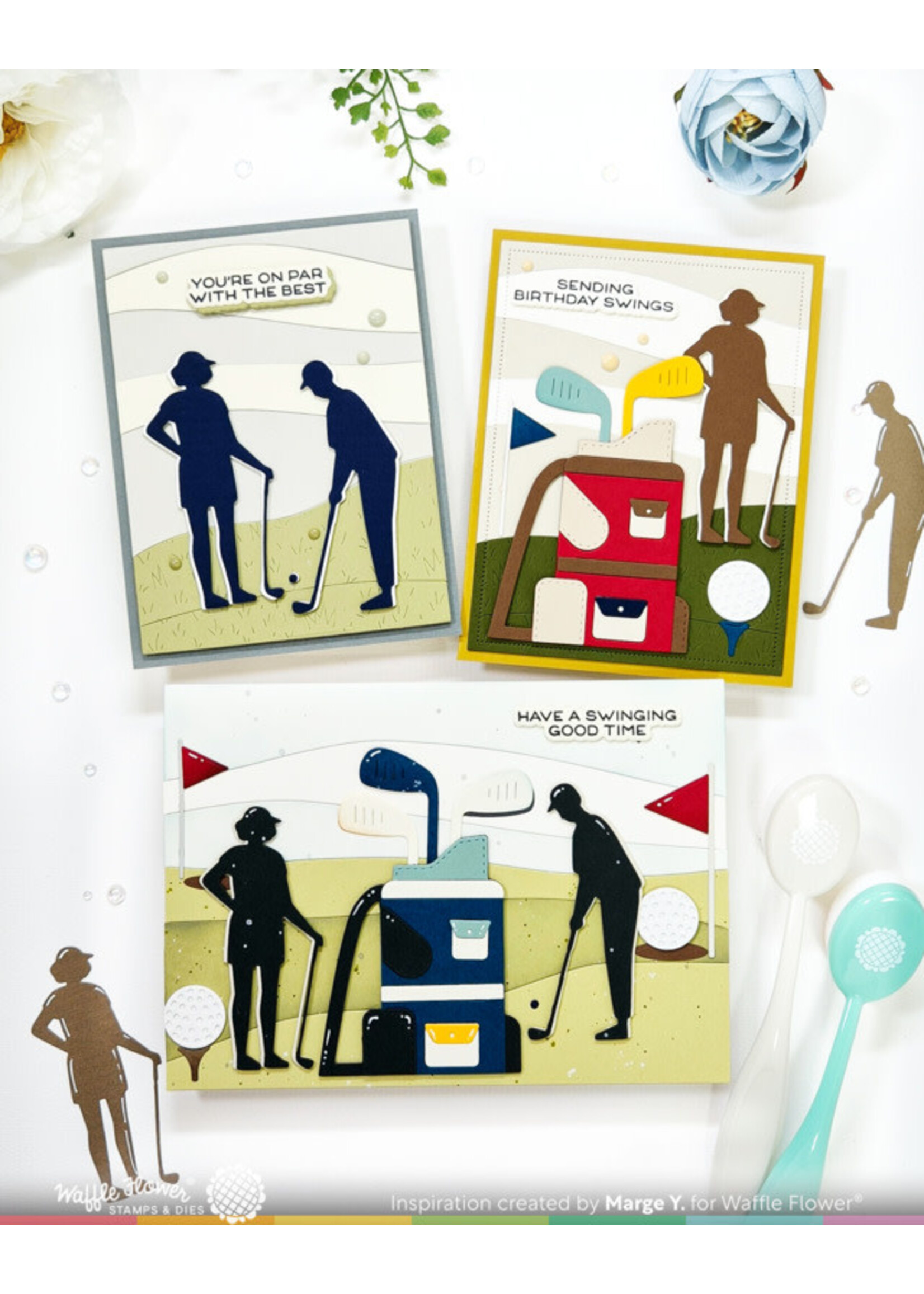 Waffle Flower Waffle Flower Stamp/Die Set, Golf Puns