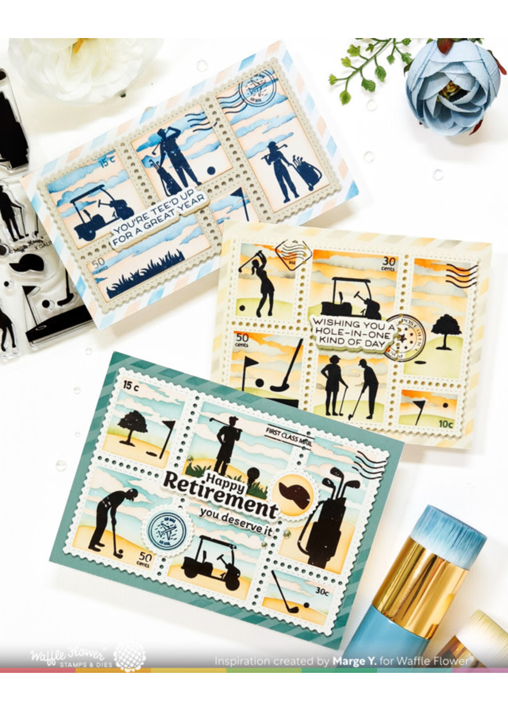 Waffle Flower Waffle Flower Stamp/Die Set, Golf Puns