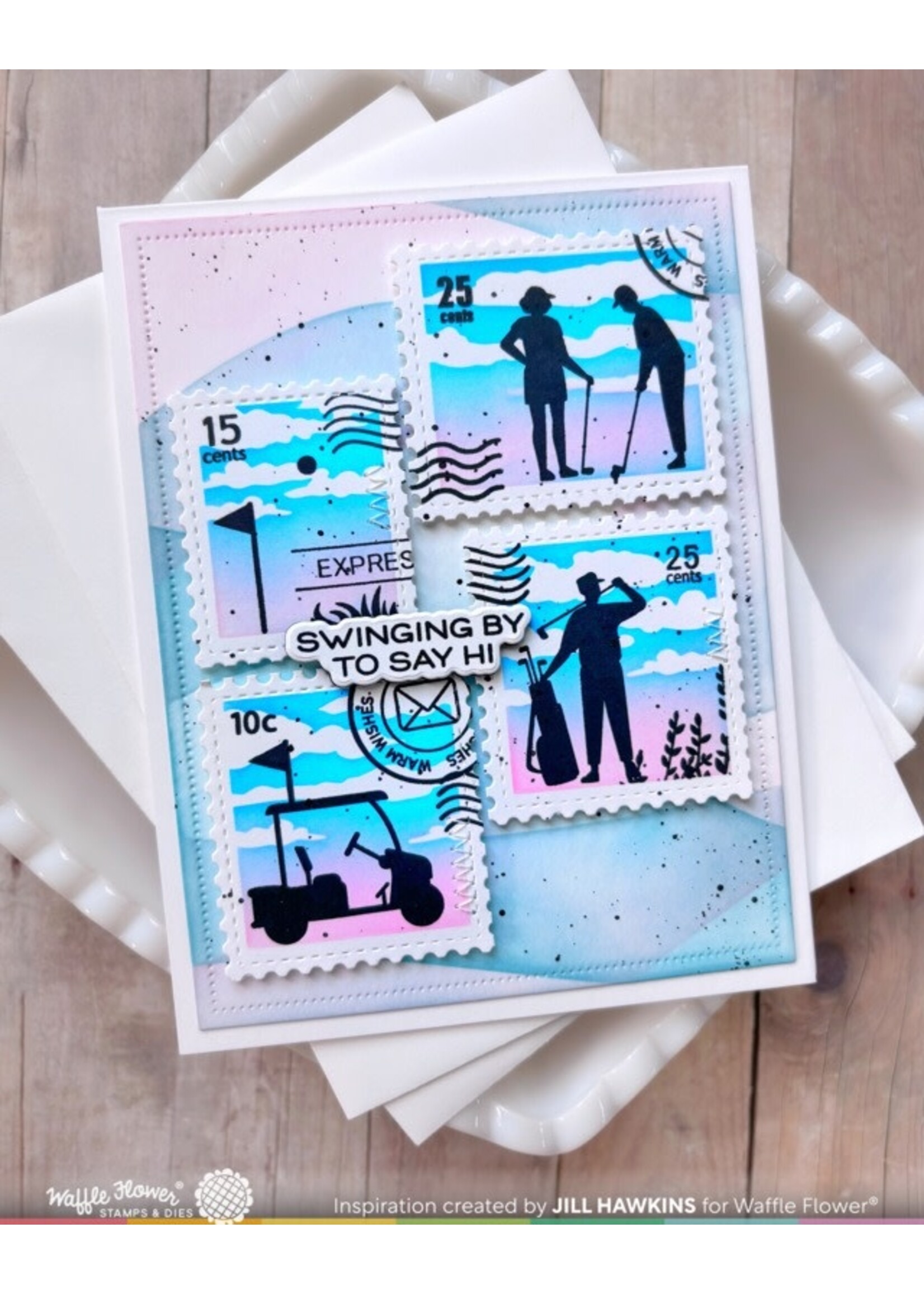 Waffle Flower Waffle Flower Stamp, Postage Collage Golf Silhouettes