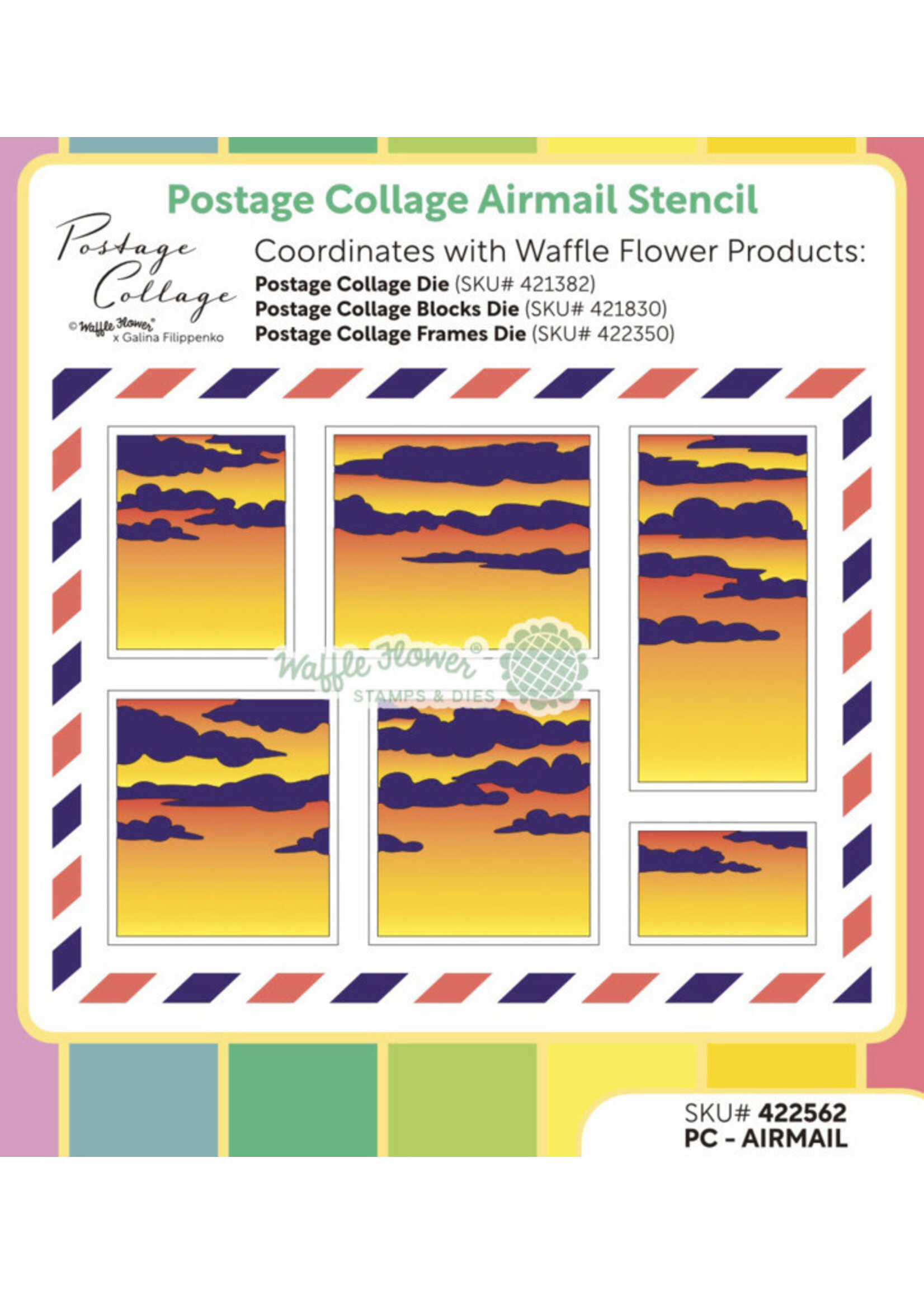 Waffle Flower Waffle Flower Stencil, Postage Collage Airmail