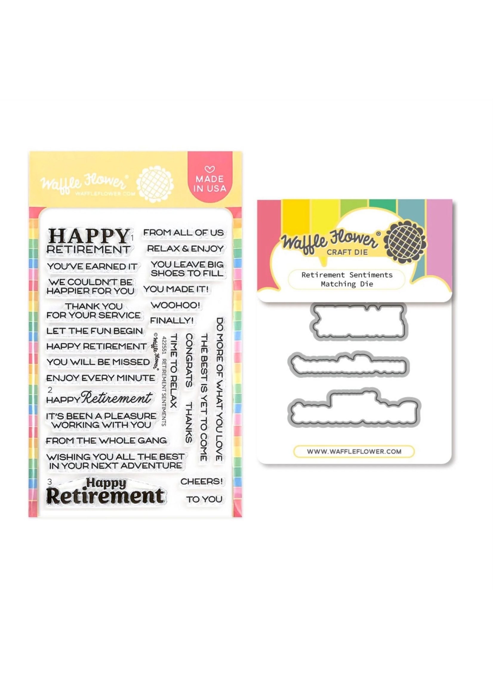 Waffle Flower Waffle Flower Stamp/Die Set, Retirement Sentiments