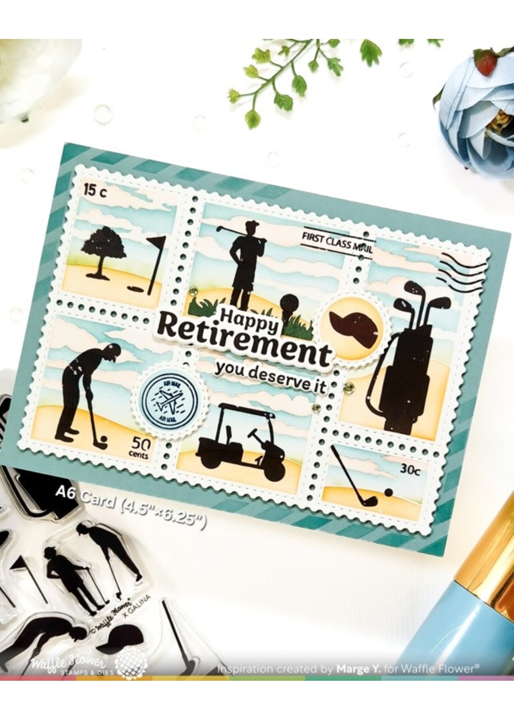 Waffle Flower Waffle Flower Stamp/Die Set, Retirement Sentiments